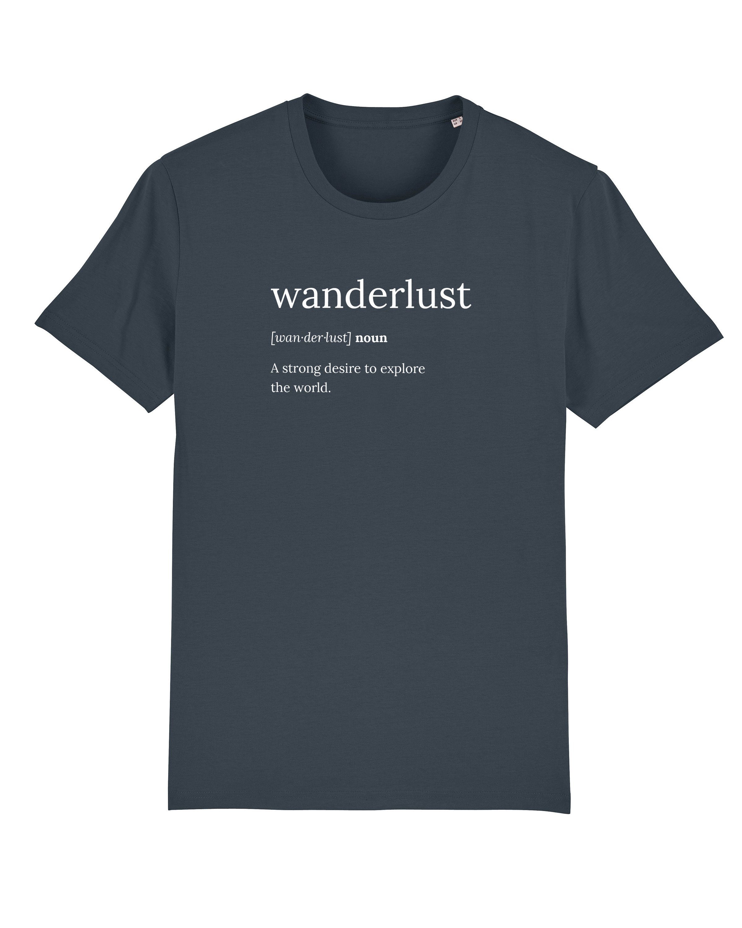 wat? Apparel Print-Shirt Wanderlust Explained (1-tlg) dunkelblaugrau