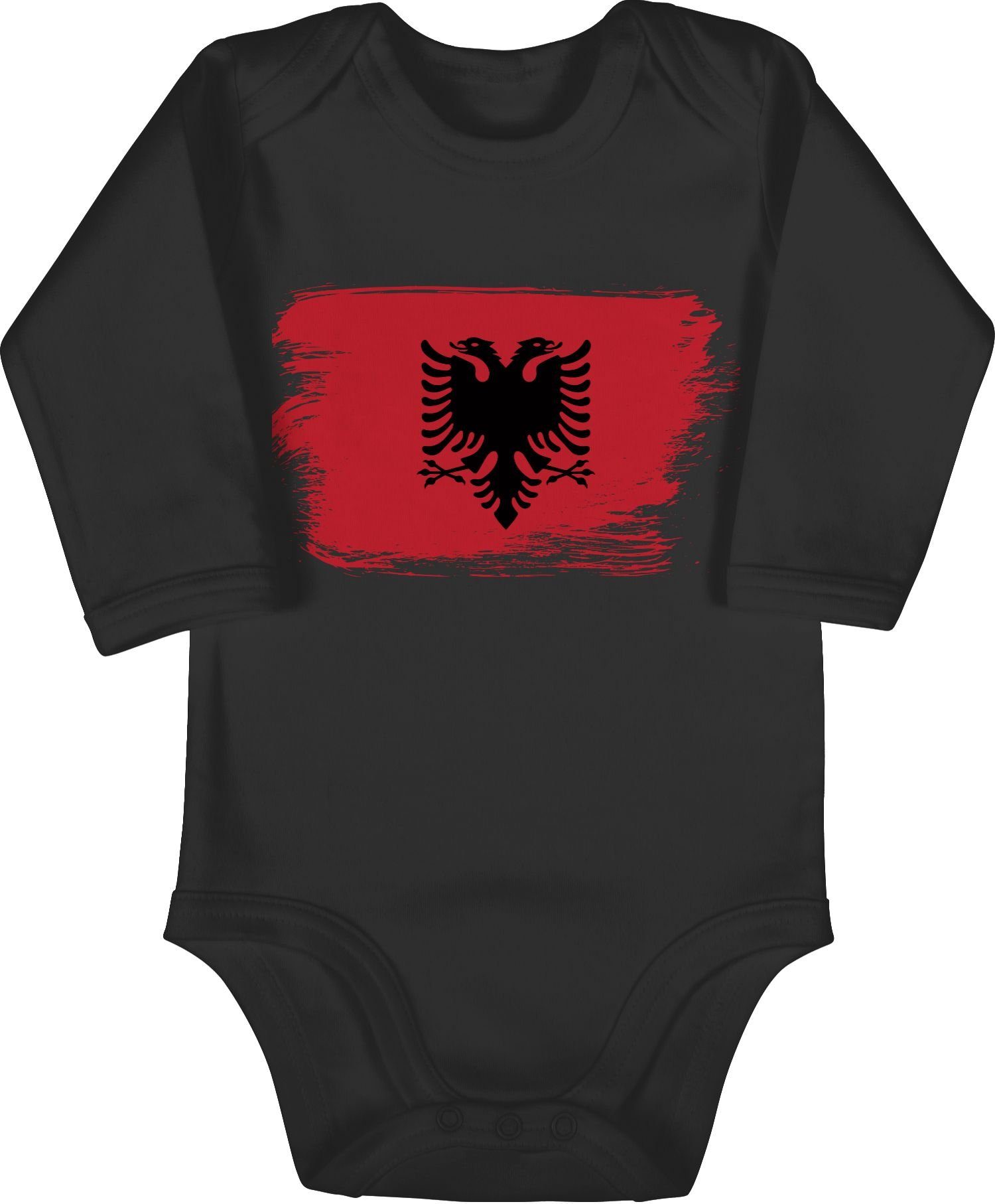 Länder Shirtracer Baby Flagge Albanien 1 Schwarz Vintage Shirtbody Wappen