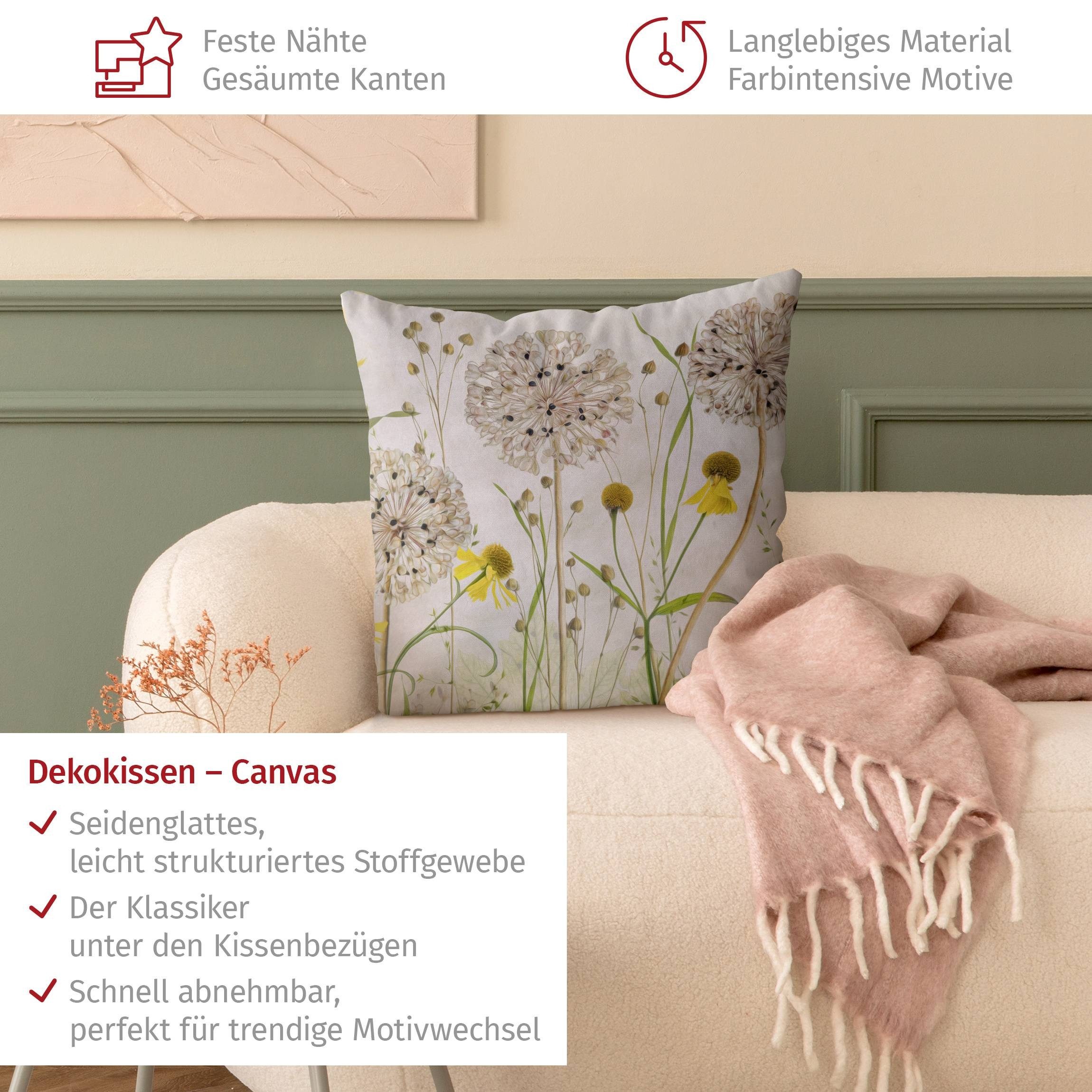 Bilderdepot24 Dekokissen drinnen Kissenhülle/ Sofakissen/ Zierkissen Kissenhülle beige Blumen L, Bezug mit / ohne Füllung Zierkissen Outdoor Sofa Bett