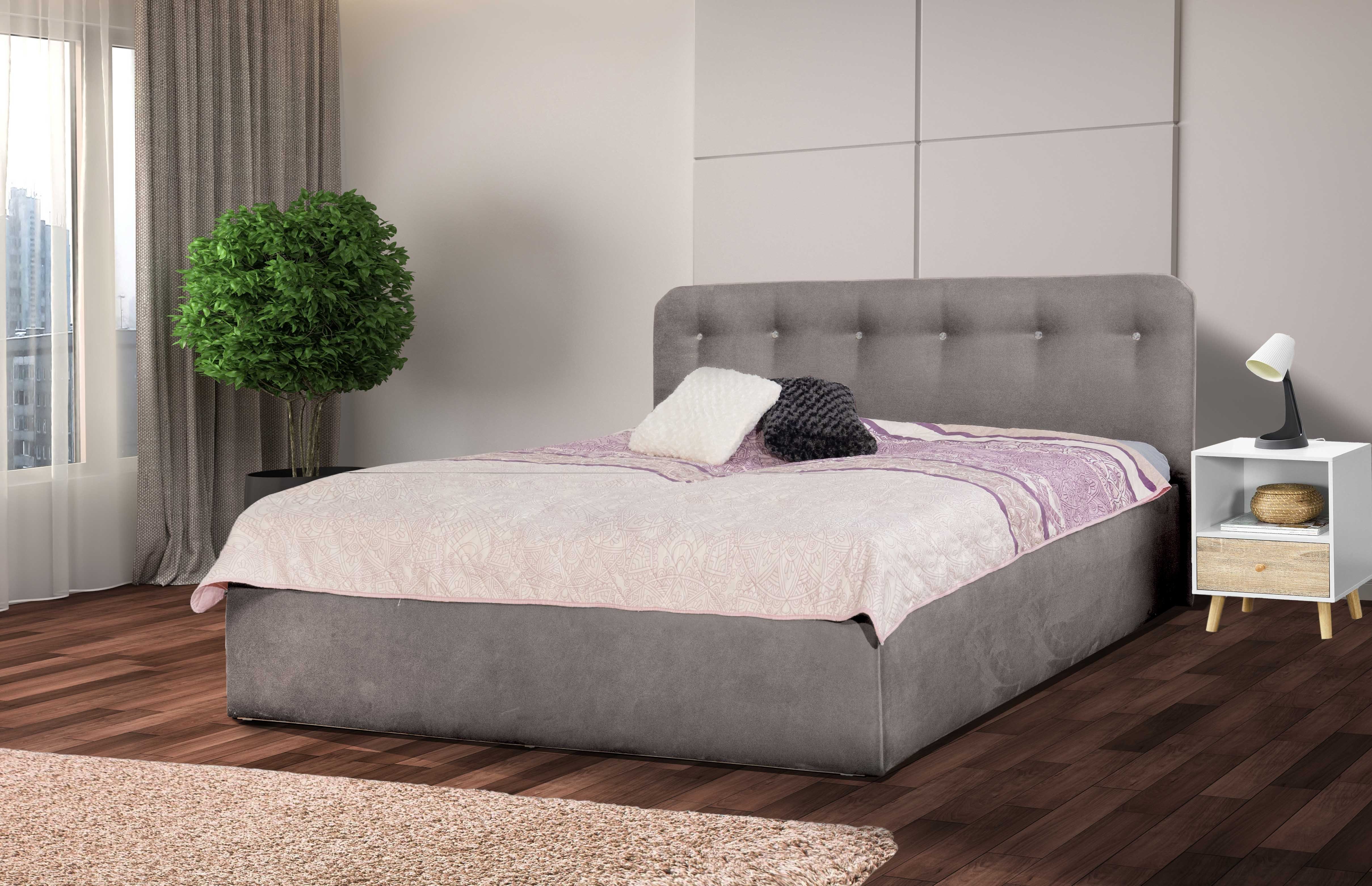 Halmon Schlafkomfort Betten Polsterbett Monako (Set, Bett), Ausführung mit Kristalle-Knöpfe oder Polester-Knöpfe Grau