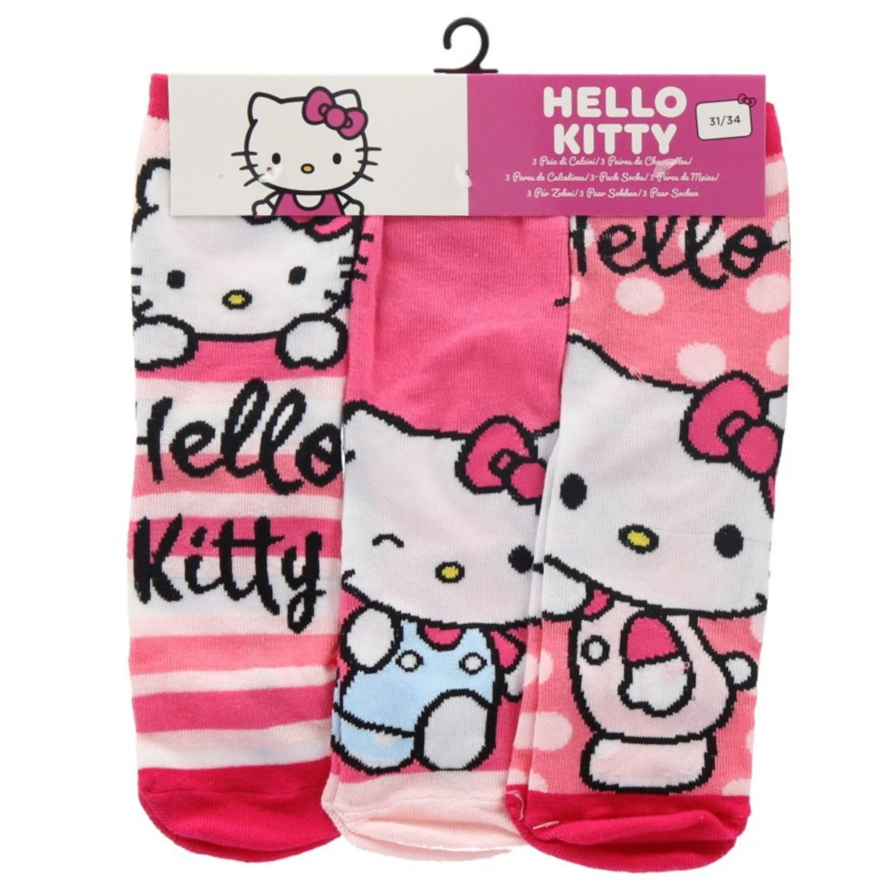 Hello Kitty Socken Kuromi Socken 3er-Pack Mädchen farbenfroh & angenehm (3-Paar)