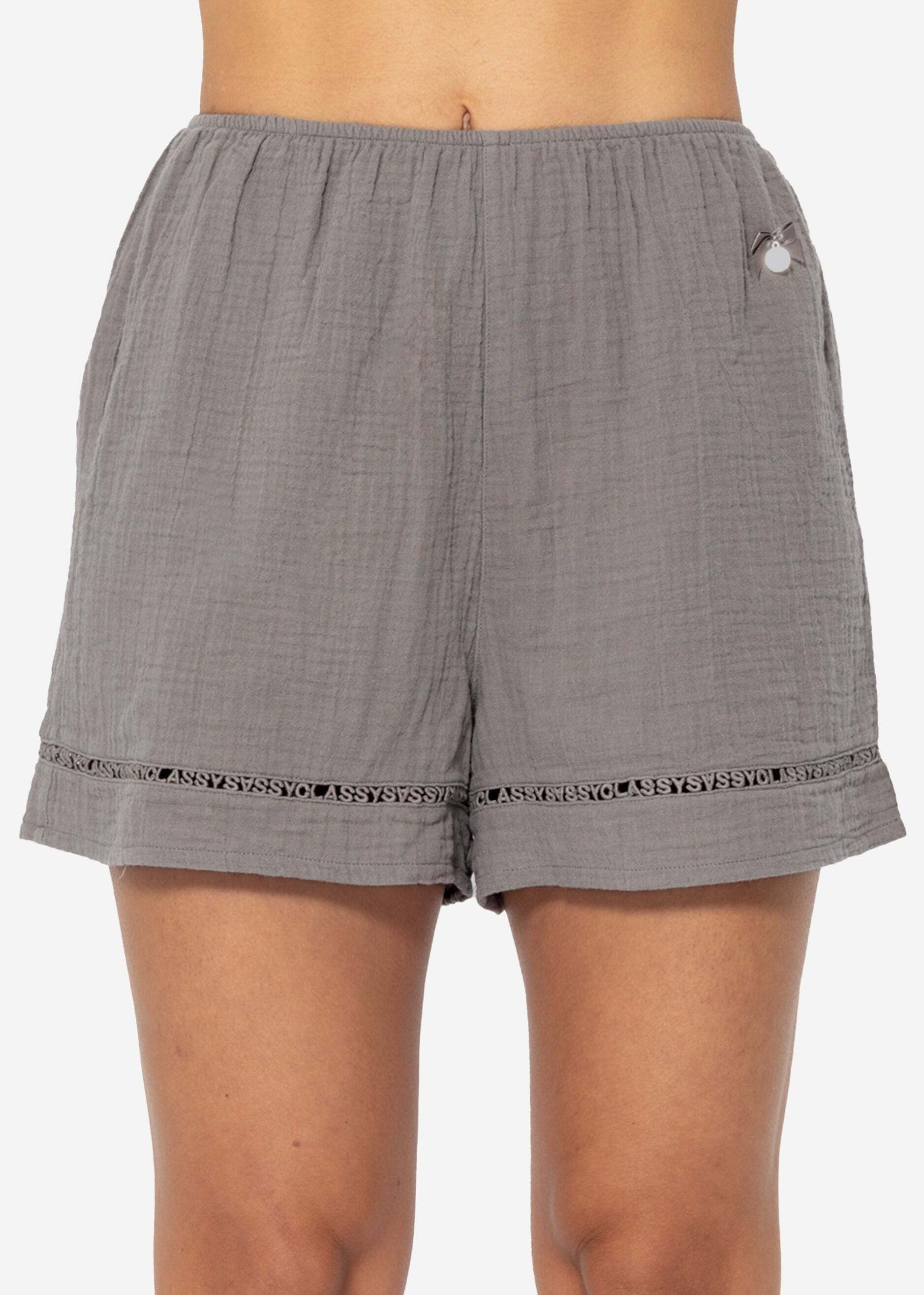 SASSYCLASSY Pyjamashorts Musselin Pyjamashorts mit Spitzenborte günstig online kaufen