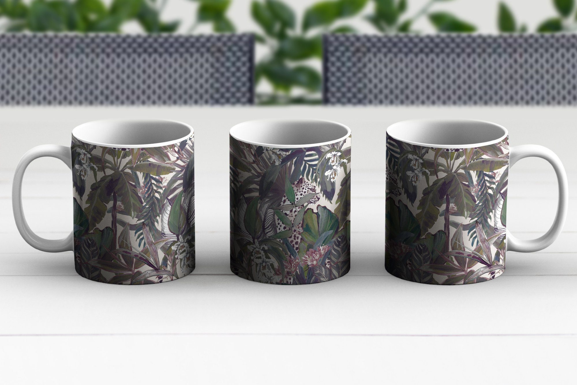MuchoWow Tasse Keramik, Teetasse, Vintage Panther Kaffeetassen, - Geschenk - - Muster, Dschungel Teetasse, Becher