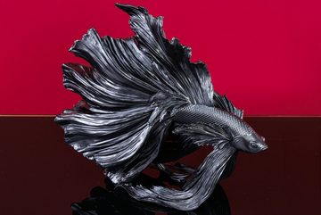 riess-ambiente Tierfigur CROWNTAIL 35cm schwarz (Einzelartikel, 1 St), Wohnzimmer · Kunststein · Kampffisch · Betta Skulptur · Urban Jungle