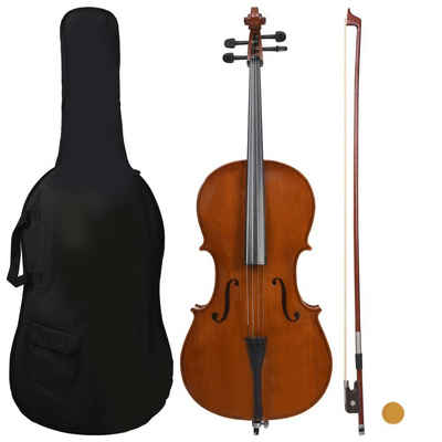 vidaXL Violine »Violoncello-Set mit Tasche und Naturhaar-Bogen Dunkles Holz 4/4«