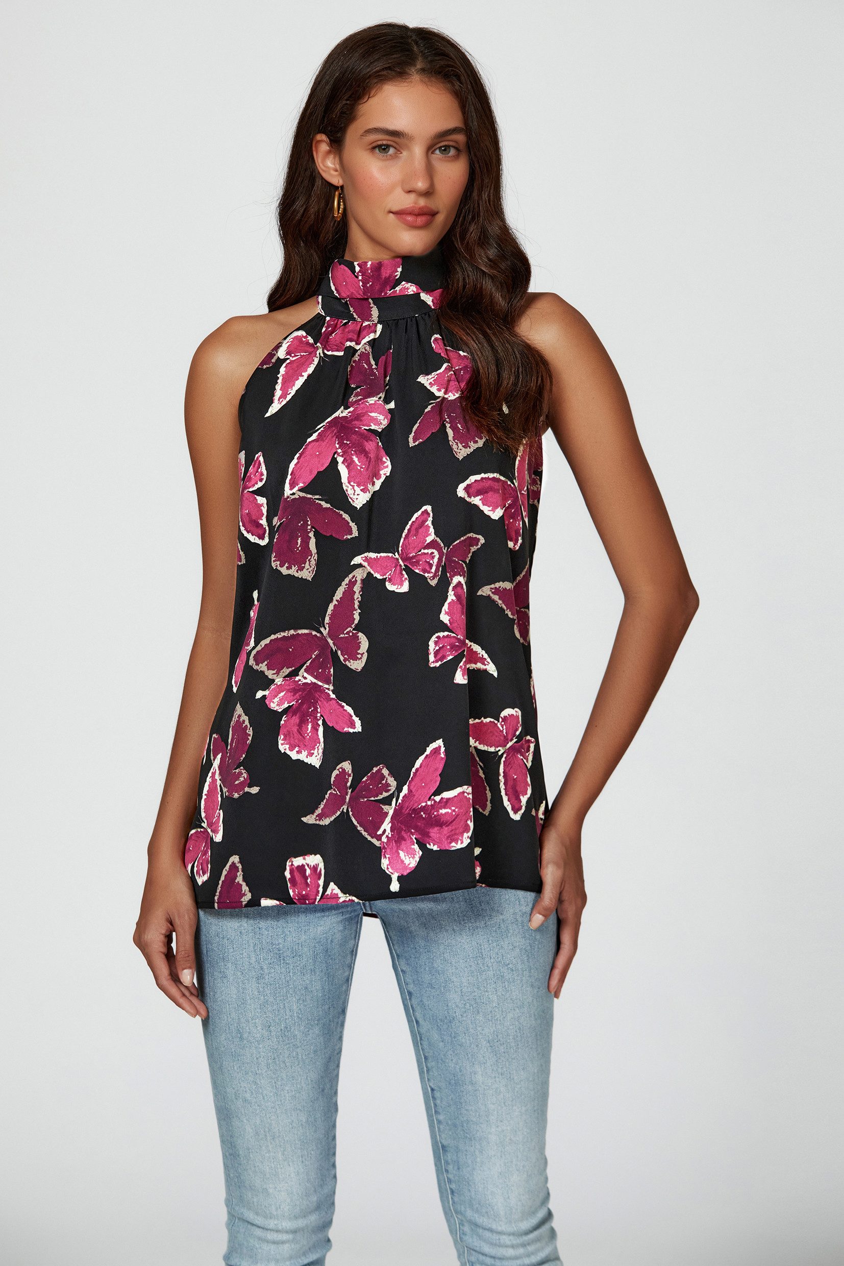FS Collection Neckholdertop Damen Ärmelloses Neckholder-Top mit Bindeband am Rücken (S (UK 8–10 / EU 36–38) - M (UK 12 / EU 40) - L (UK 14 / EU 42) - XL (UK 16 / EU 44), 8 Farben: Schwarz, Waldgrün,LeafGreen, LeoBraun, LeoBeige, AzurBlau) leicht, weich, f