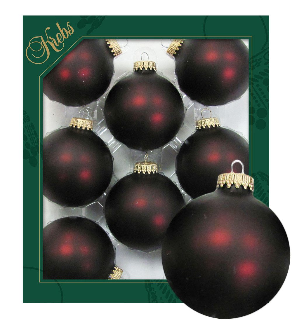 Krebs Glas Lauscha Christbaumschmuck Glaskugel Set - Schweizer Schokolade - 8 Stück je 7cm, Wärme und Eleganz für Ihren Weihnachtsbaum - Deko für die Festtage