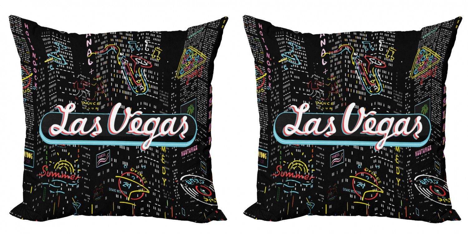 Kissenbezüge Modern Accent Doppelseitiger Digitaldruck, Abakuhaus (2 Stück), Las Vegas Gebäude Sax Bar Schilder