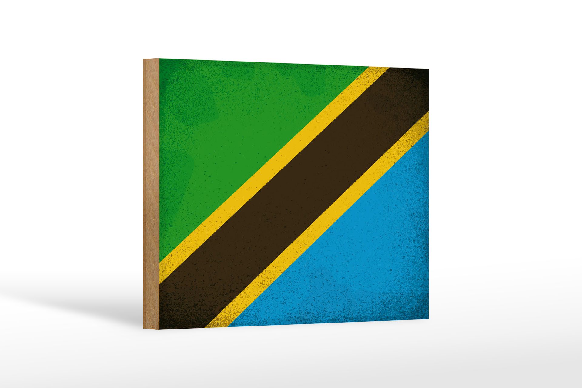 Femer GmbH Holzbild Flagge Tansania 18x12 cm Flag Tanzania Vintage, Flaggen (1 St), Glatte Holzfaserplatte (MDF), vorn beschichtet