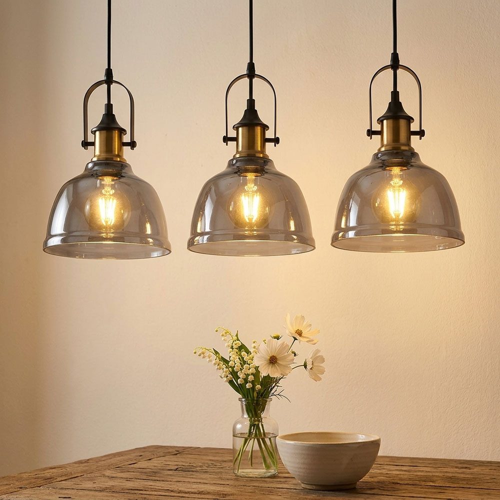 GLOBO LIGHTING Hängeleuchte, Leuchtmittel nicht inklusive, Pendelleuchte Hängeleuchte Deckenlampe Messing Metall Glas