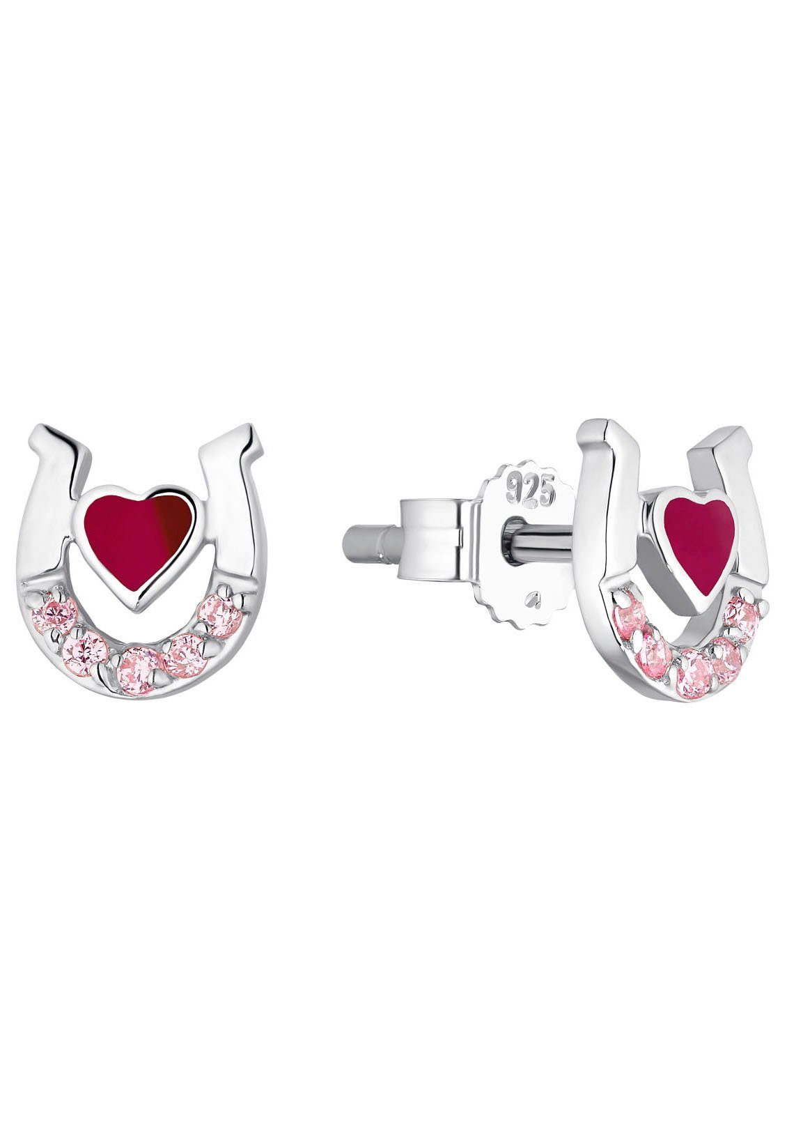 Amor Paar Ohrstecker Horeses Heart, 2026617, Made in Germany - mit Emaille, mit Zirkonia (synth)