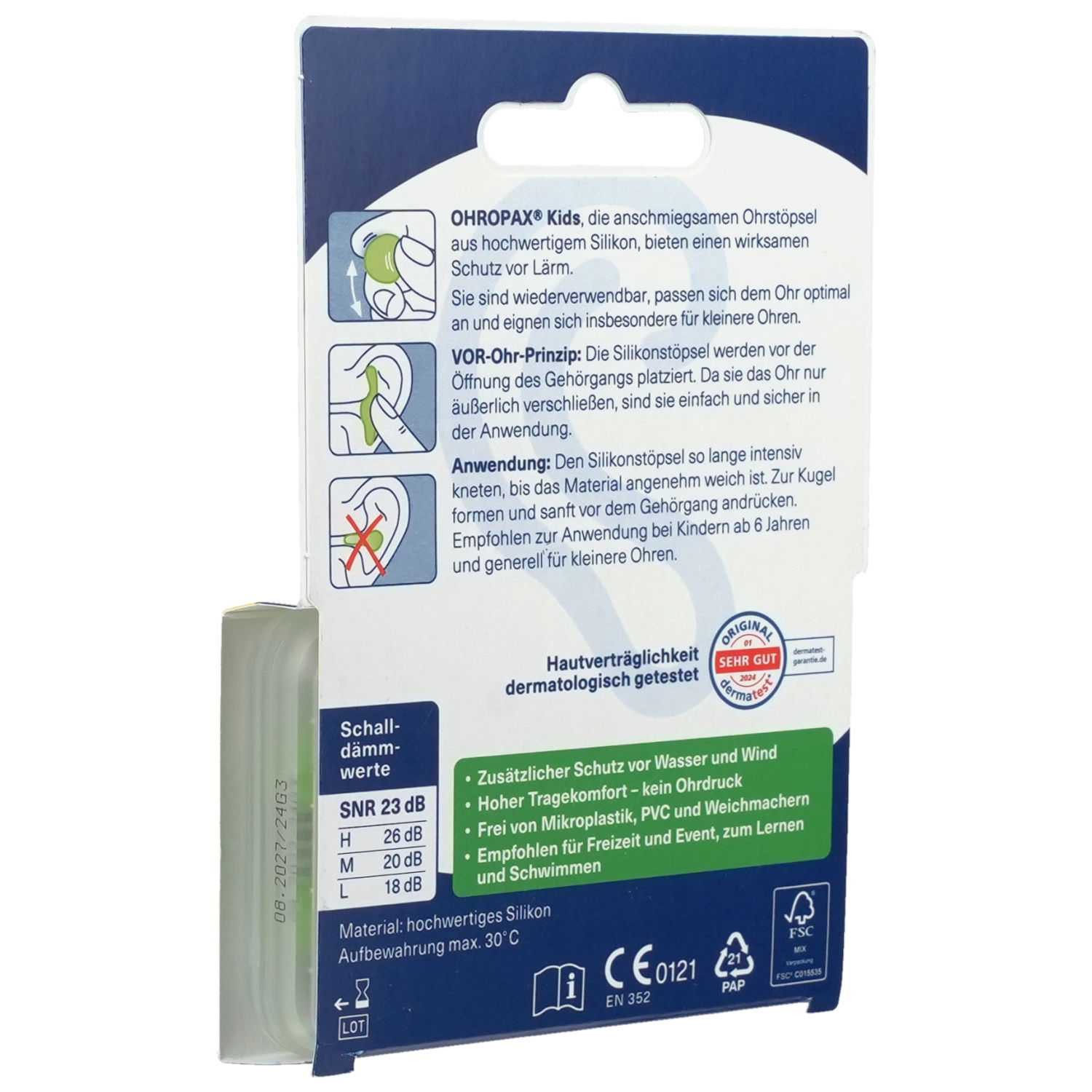 OHROPAX Gehörschutzstöpsel OHROPAX Kids Silikon Vor-Ohr Stöpsel 8 St.