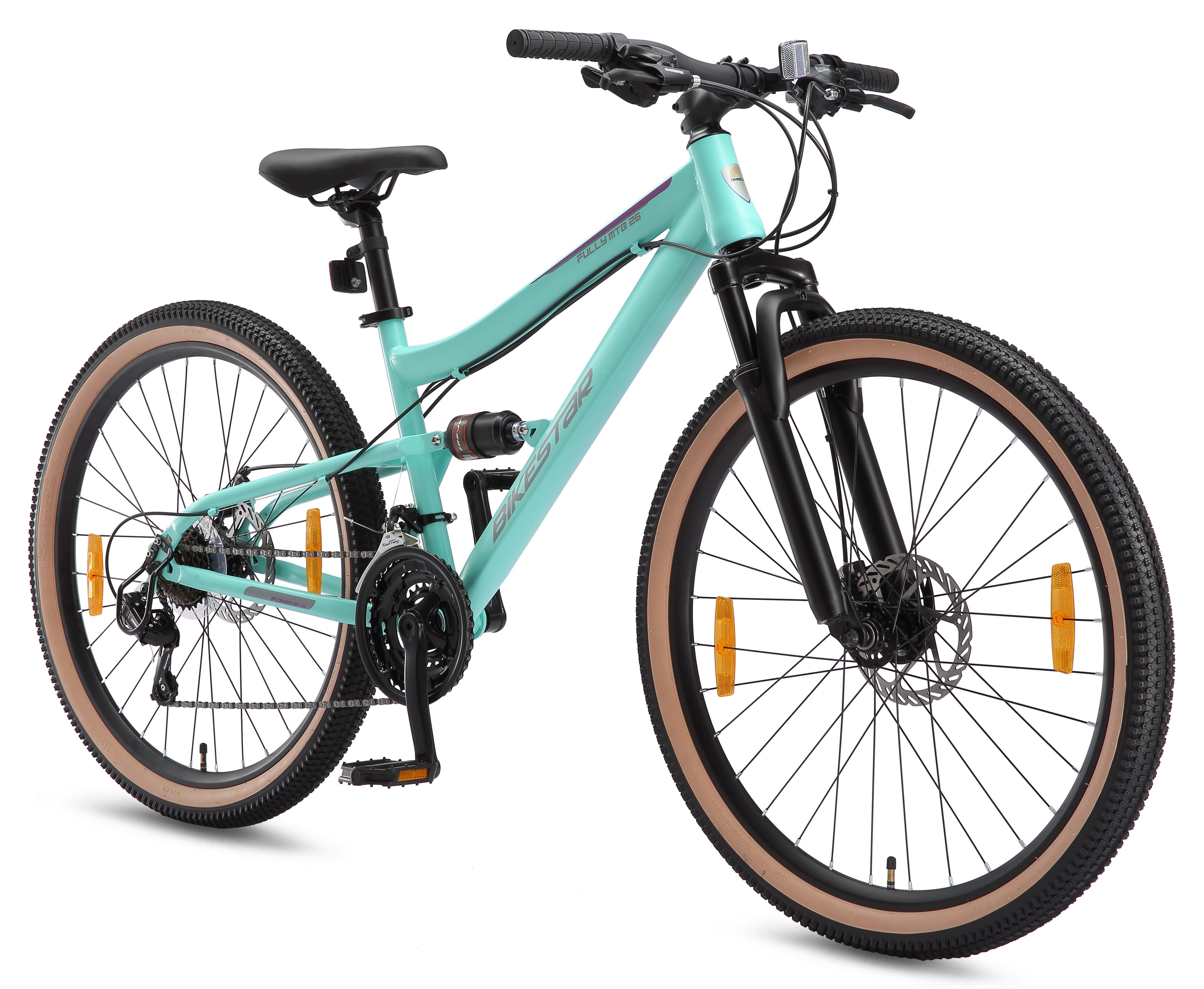 Bikestar Mountainbike, 21 Gang Shimano RD-TY300 Schaltwerk, Kettenschaltung, für Damen und Herren, Kettenschaltung