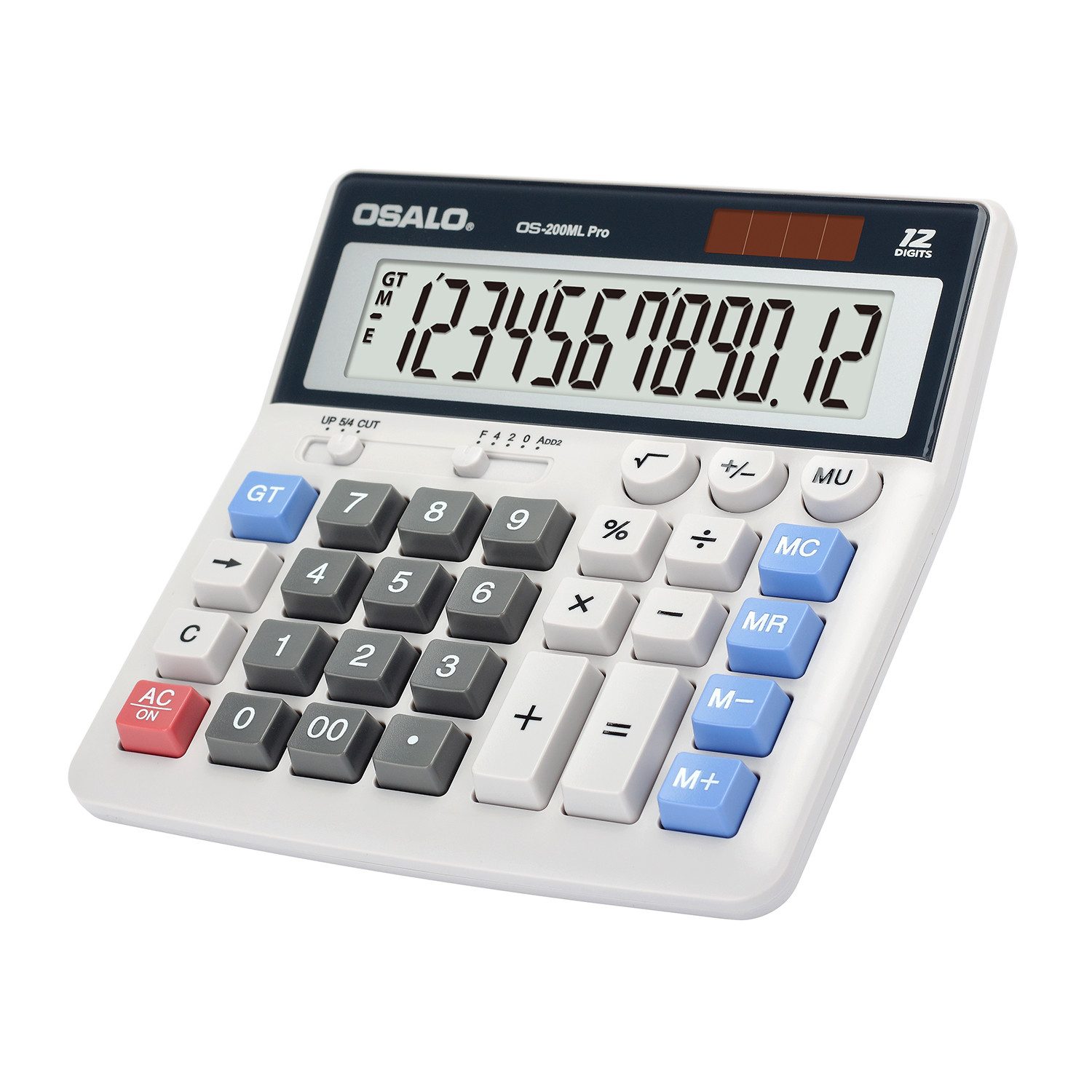 OSALO Taschenrechner 12-stelliger mit großem Display & großen Tasten, Solarbetrieb für Büro, Buchhaltung und Alltagsgebrauch