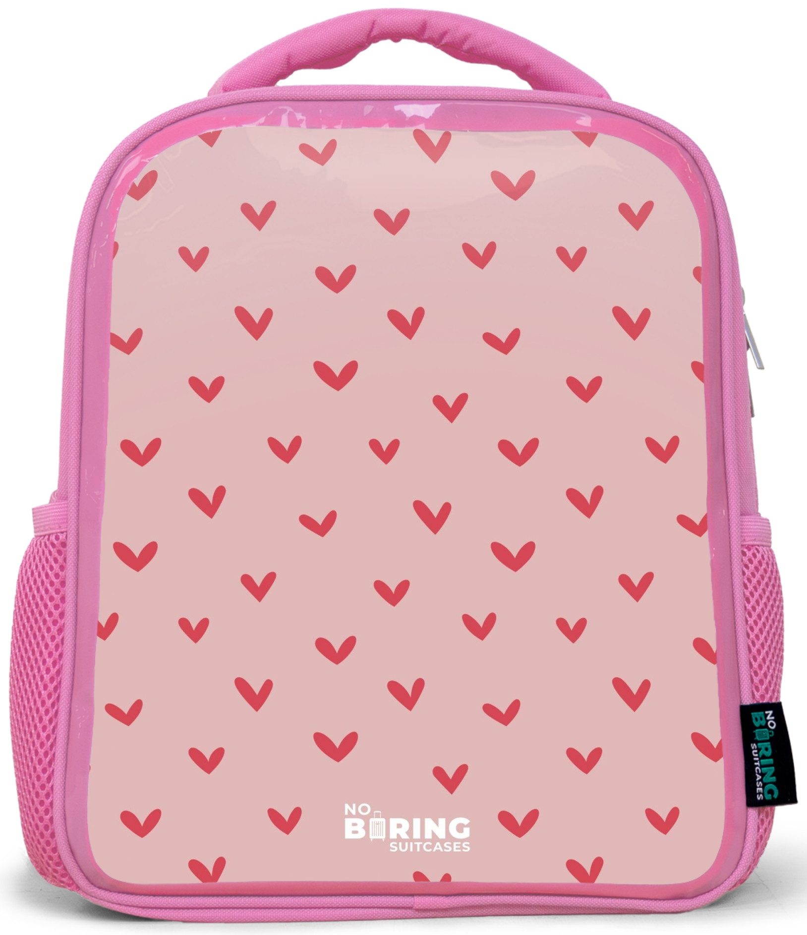 NoBoringSuitcases.com© Rucksack Rosa - Herzmuster mit rosa Farben, Kinderrucksack, Schulrucksack, Freizeitrucksack, Mädchen, Kindergarten