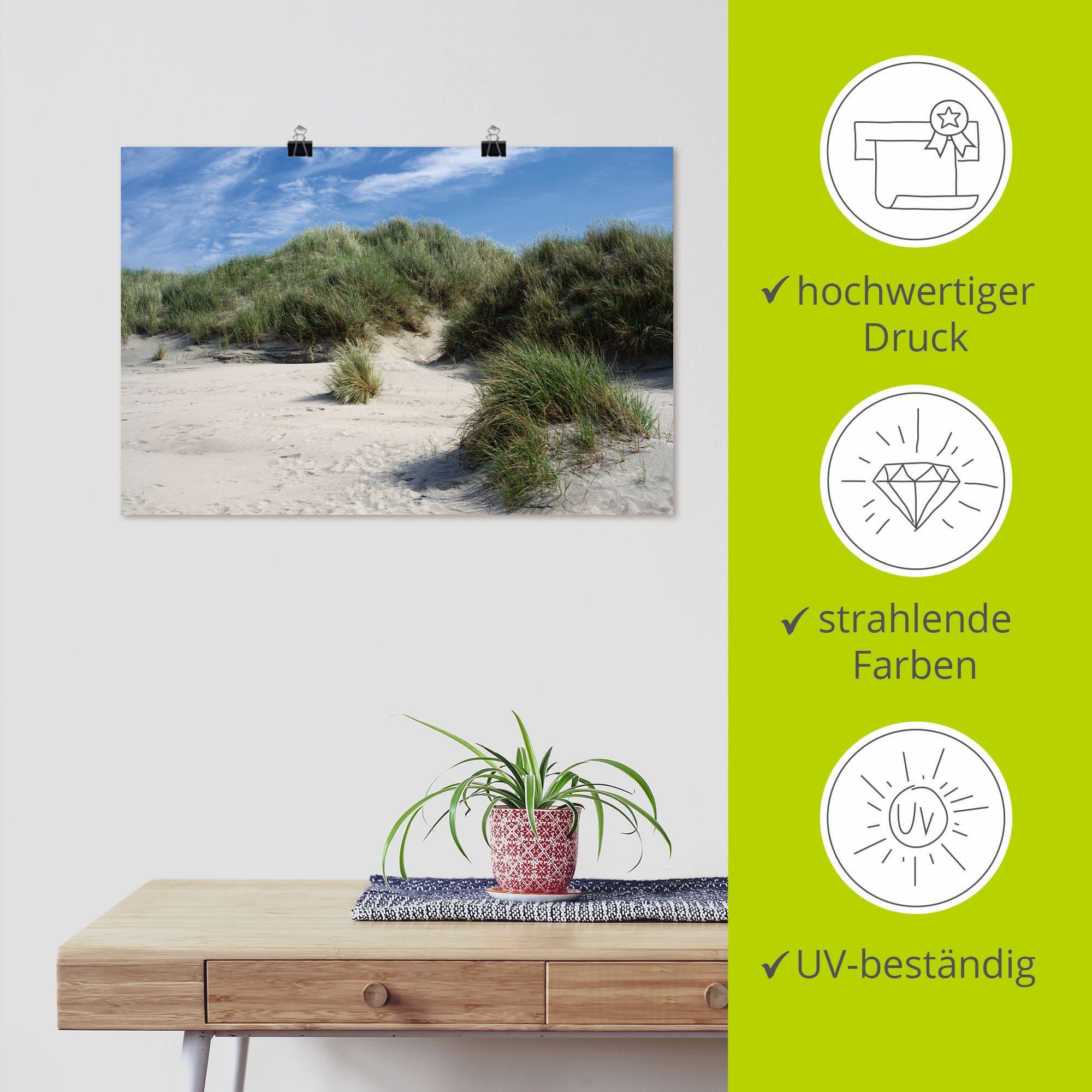 Leinwandbild, Poster Dünenlandschaft St), Strandbilder Wandaufkleber in Baltrum, auf versch. Alubild, Größen Artland (1 als Wandbild oder