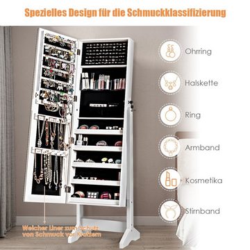 COSTWAY Schmuckschrank Ganzkörperspiegel, abschließbar&Neigungsverstellbar