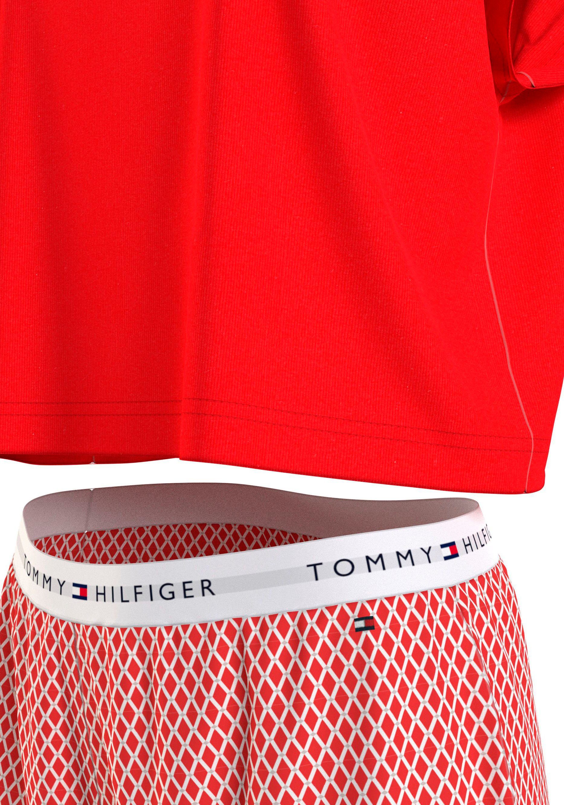 CTN elastischem Underwear Schlafanzug PJ SET SHORT Hilfiger Bund mit tlg) Tommy SLEEVE (2