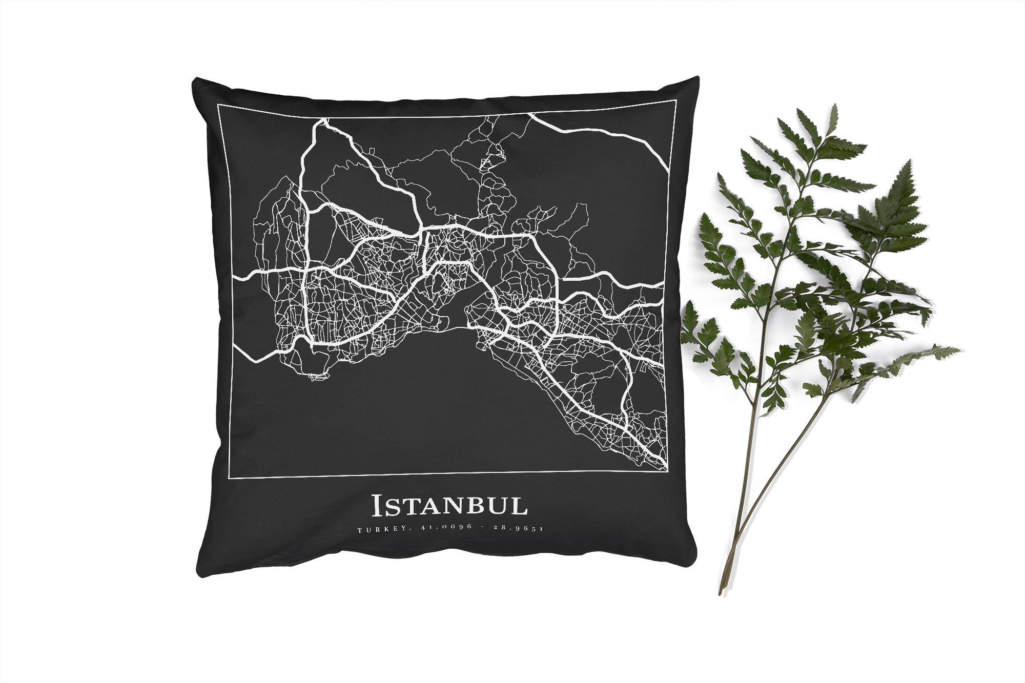 MuchoWow Dekokissen Stadtplan - Istanbul - Karte, Zierkissen mit Füllung für Wohzimmer, Schlafzimmer, Deko, Sofakissen