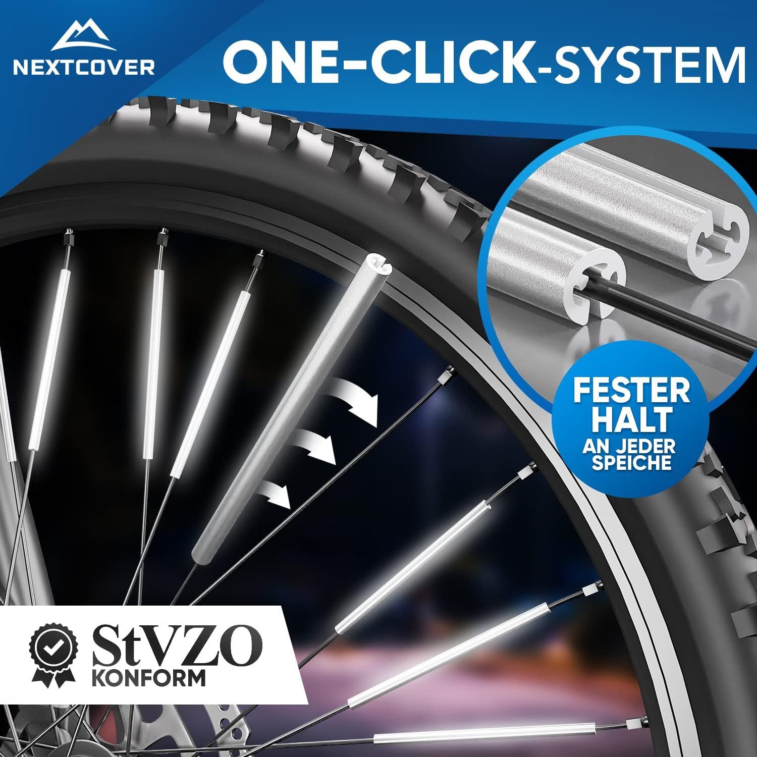 Nextcover Fahrradreflektor Nextcover® Speichenreflektoren Fahrrad - Das Original - 3M Scotchlite, (72 St)