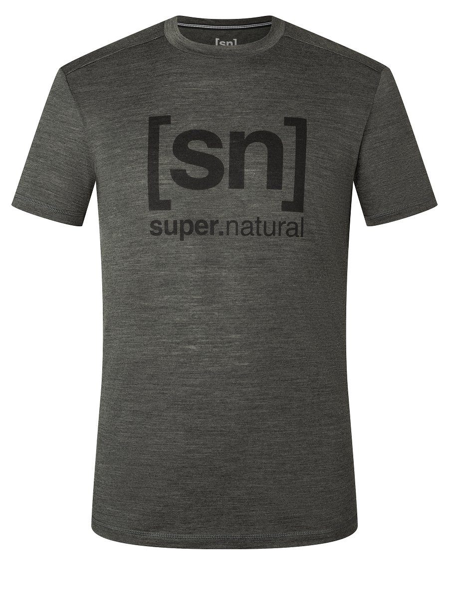 SUPER.NATURAL T-Shirt Merino Merino-Materialmix TEE M Melange/Jet Black Pirate Grey feinster LOGO T-Shirt