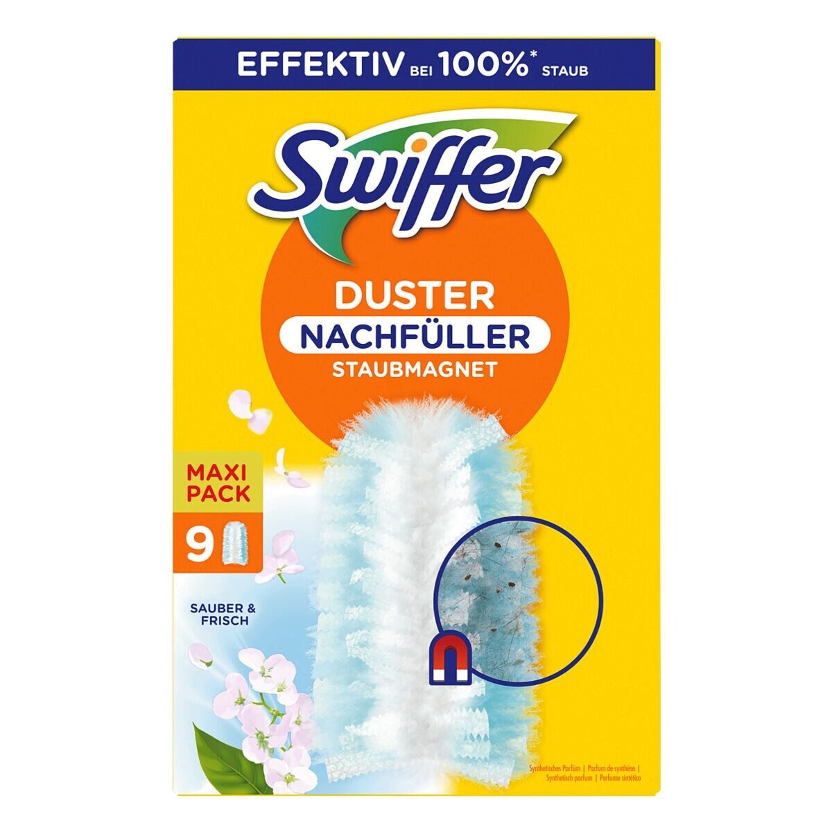 Swiffer Staubwischer Duster Staubmagnet mit Duft Ersatztücher, 9er-Pack Nachfülltücher