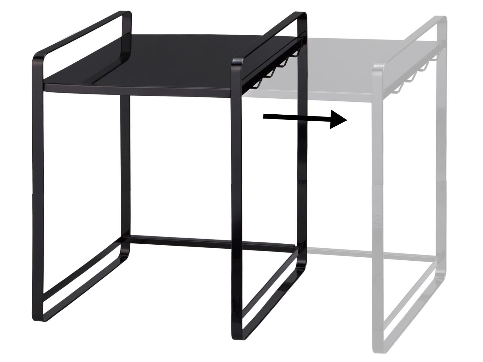 Yamazaki Küchenregal Tower Regal Metall ausziehbar platzsparend für zusätzlichen Stauraum, platzsparend, freistehend, Metallgestell stehend, ausziehbar bis 75cm