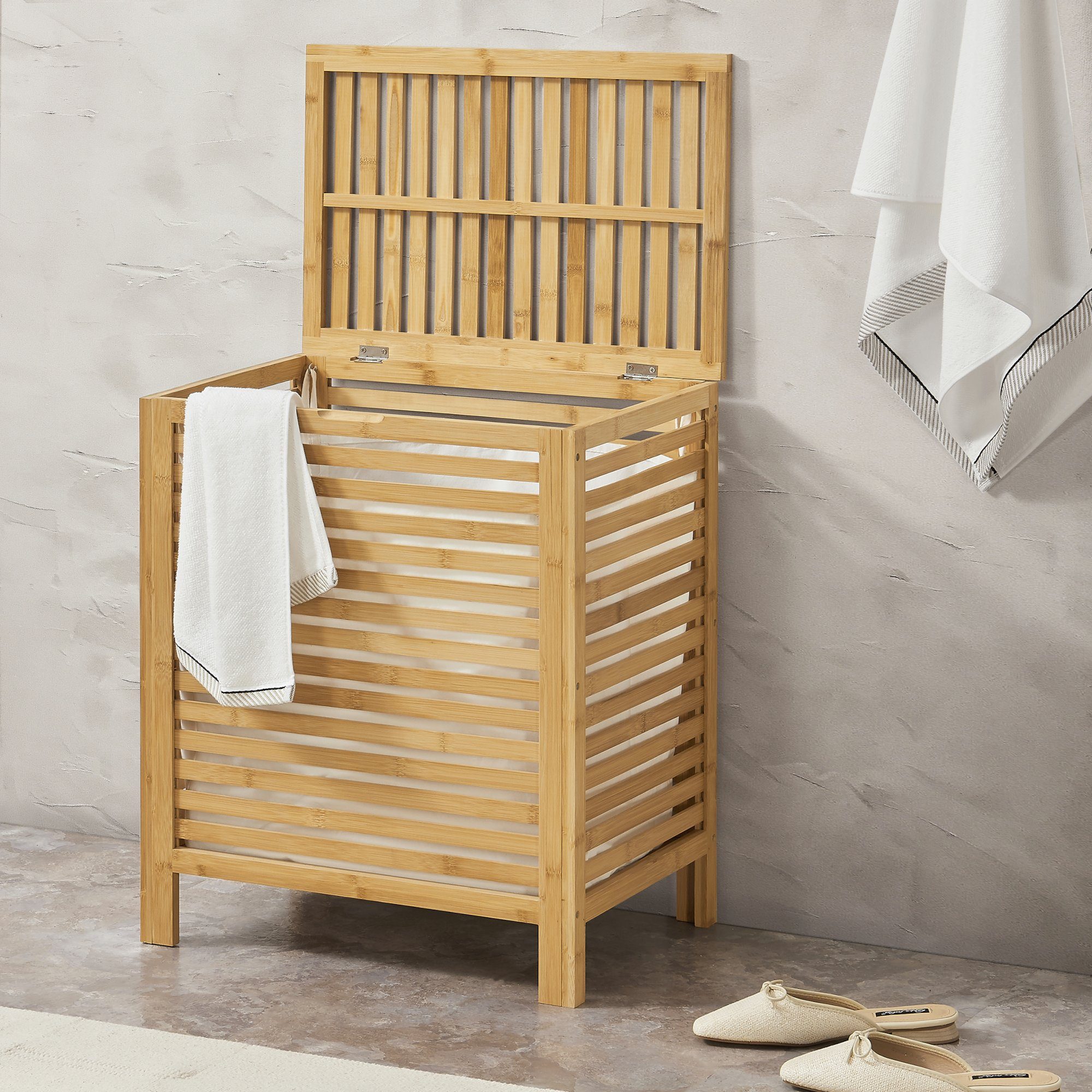 en.casa Wäschekorb (Wäschetruhe+Herausnehmbarer Wäschesack), »Skövde« Wäsch günstig online kaufen