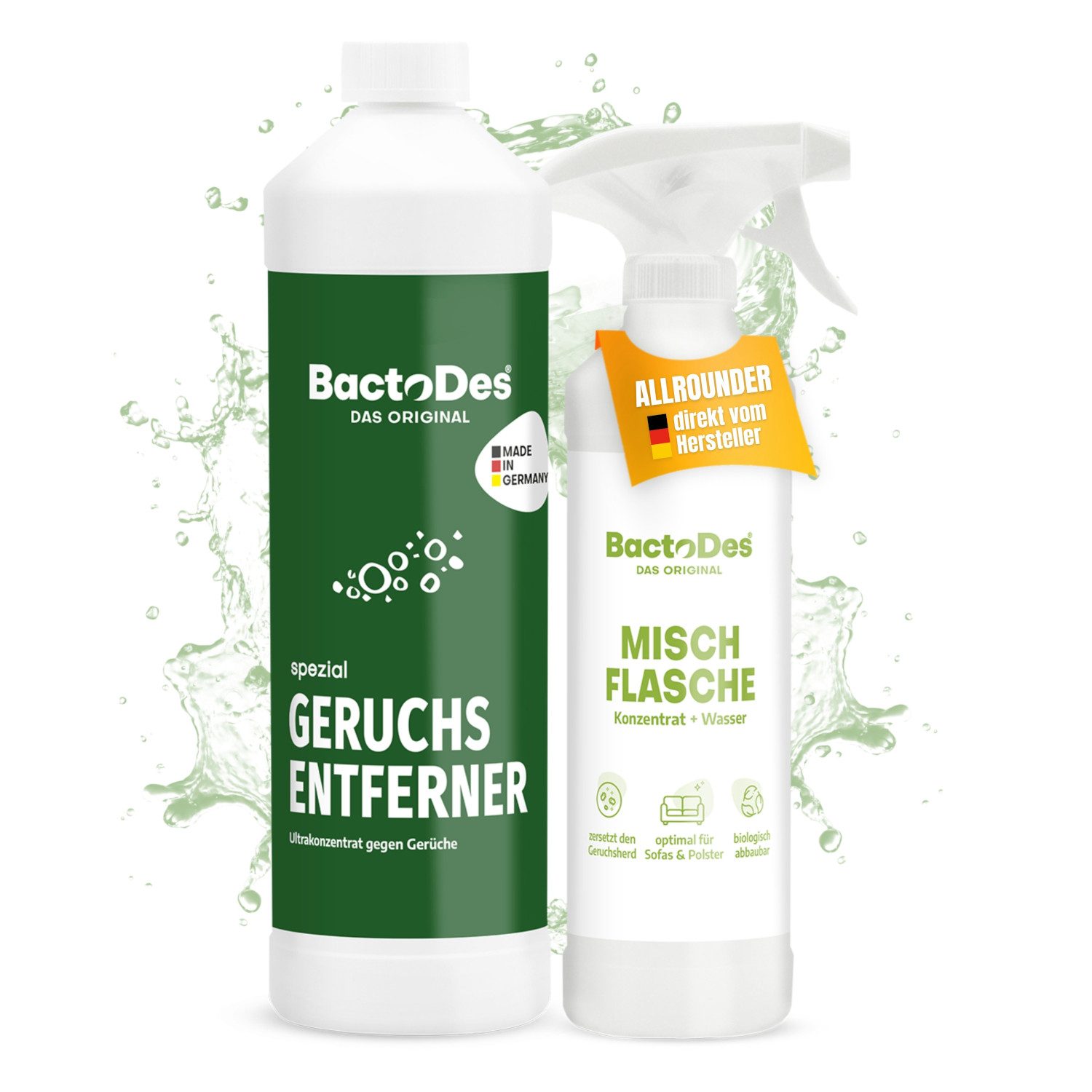 BactoDes Geruchsentferner BactoDes® Spezial (Konzentrat inkl. 1 Misch- und Sprühflasche)