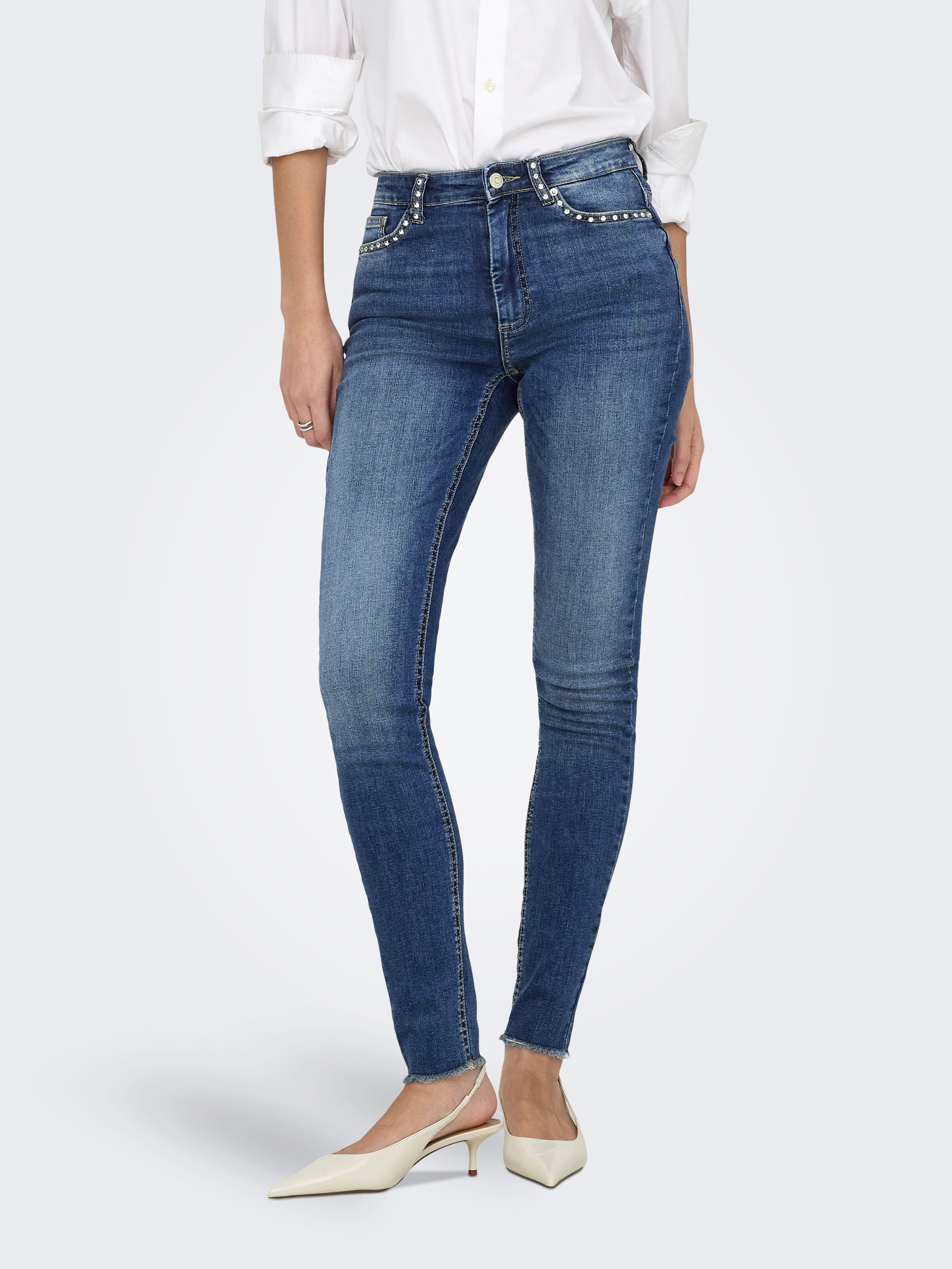 ONLY Skinny-fit-Jeans ONLWAUW HW SPARKLE SKINNY DNM mit Glitzersteinchen Detail