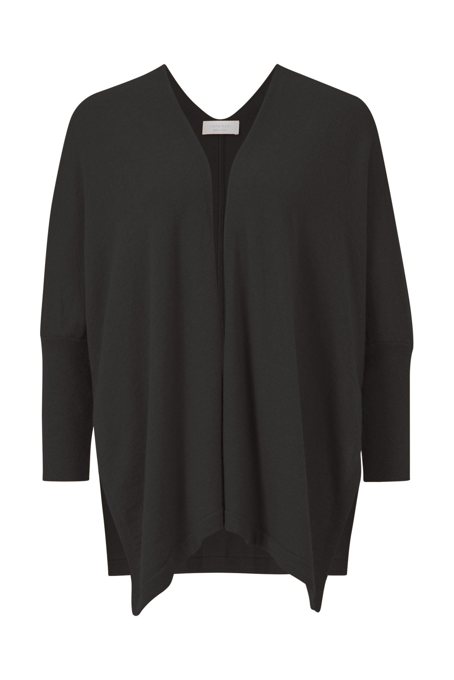 Rich & Royal Cardigan black mit offener, fallender Kante