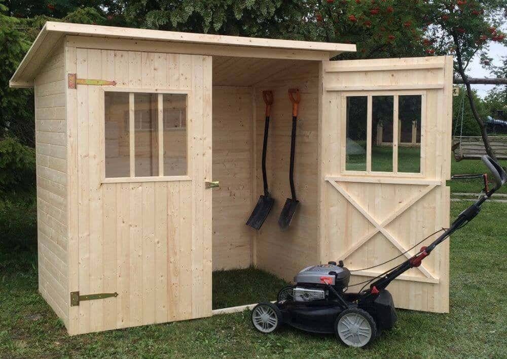 Alpholz Gerätehaus Holz Zimowit, BxT: 223x149 cm, in Naturbelassen mit 14mm Wandstärke