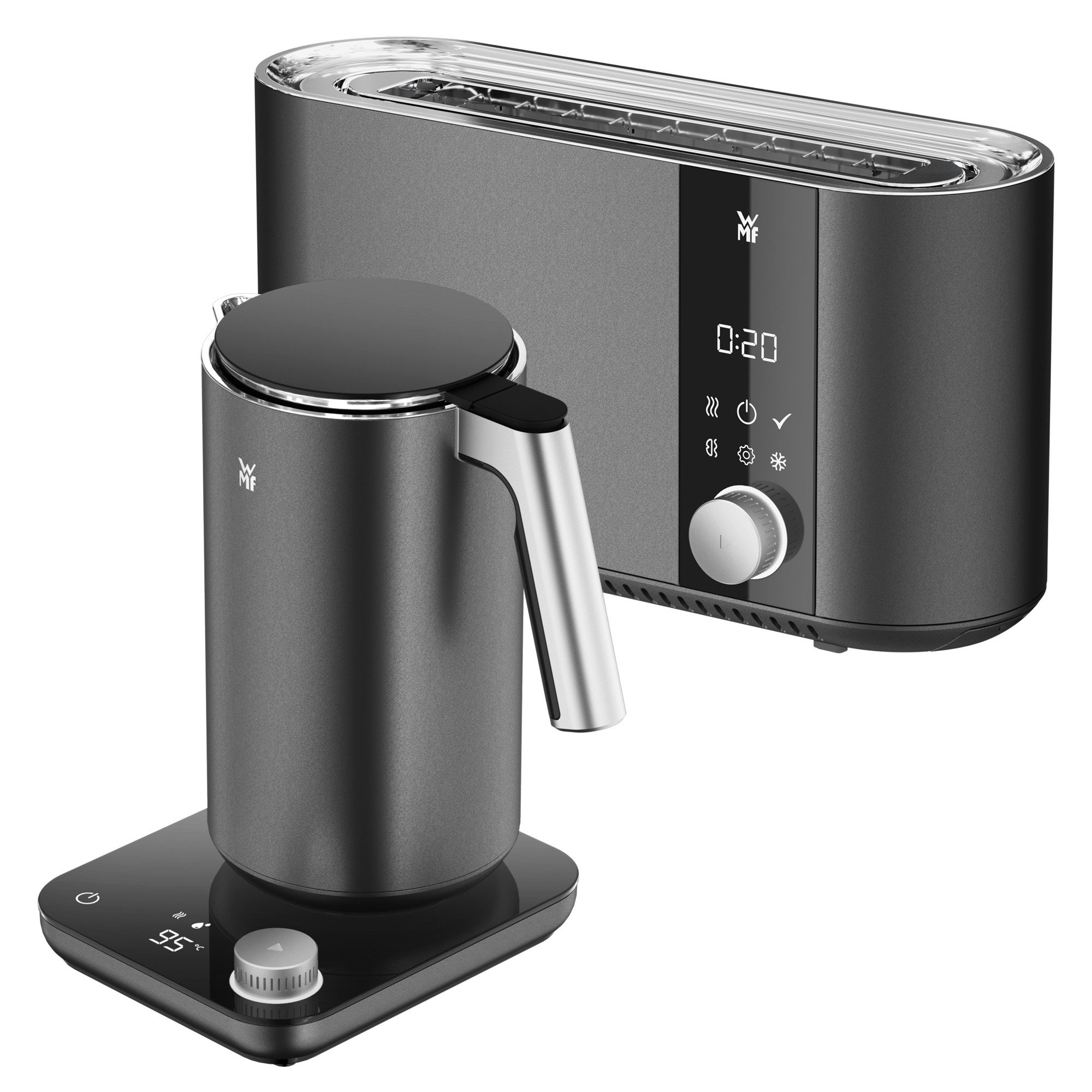 WMF Toaster und Wasserkocher Set 2-teilig Master Series, 1 langer Schlitz, 2 Scheiben, XXL-Toast, Wasserkocher doppelwandig, 1,3l