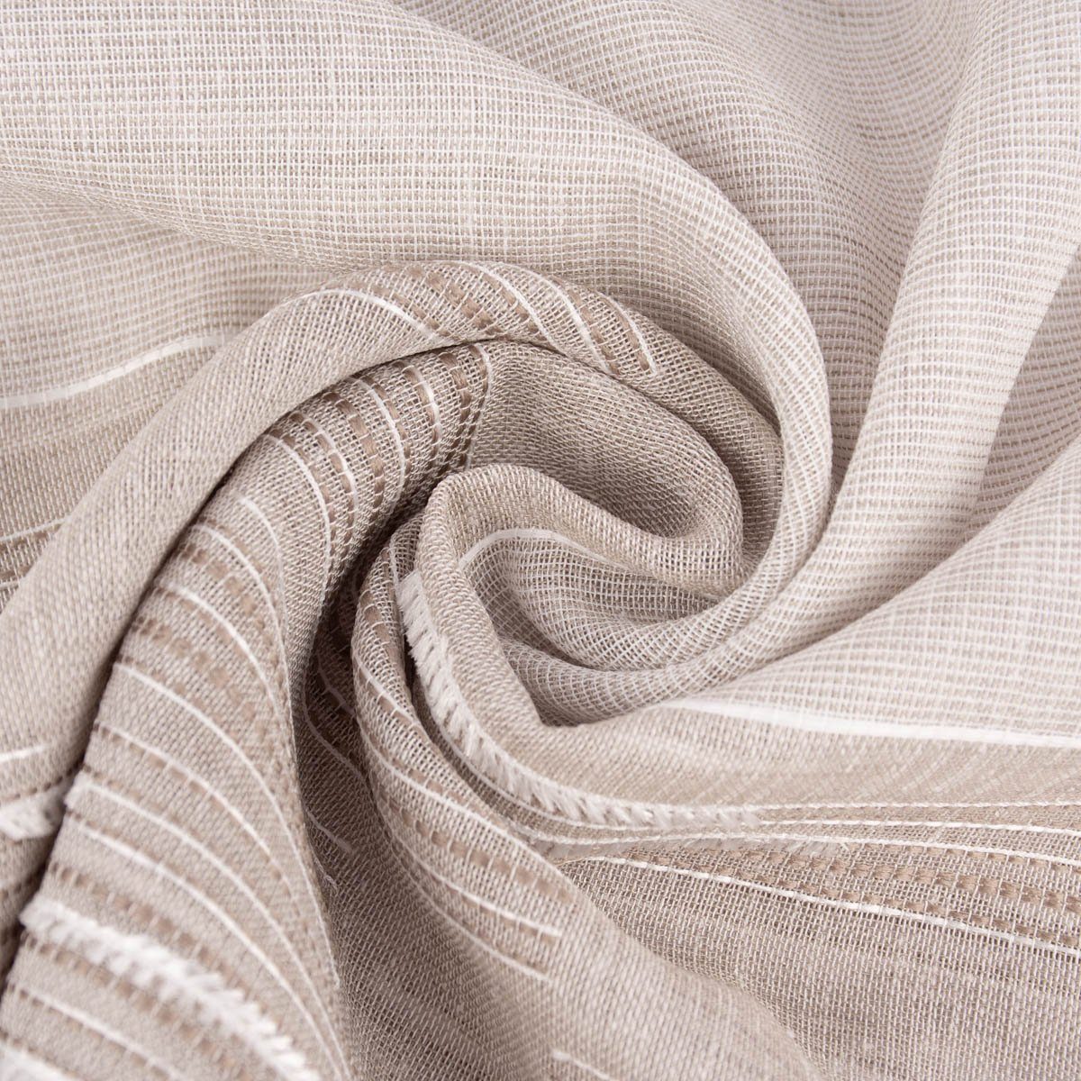 SCHÖNER LEBEN. Stoff Gardinenstoff natürliche Strukturoptik Streifen beige natur 150cm, pflegeleicht
