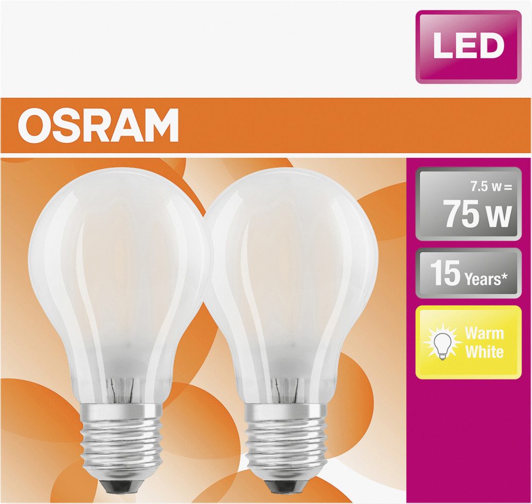 Osram LED-Leuchtmittel Osram LED Leuchtmittel E27 8W warmweiß, weiß matt, Nicht dimmbar