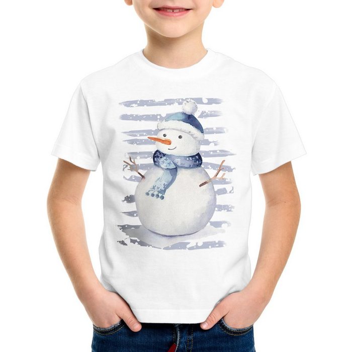 style3 Print-Shirt Kinder T-Shirt Schneemann winter urlaub weihnachten