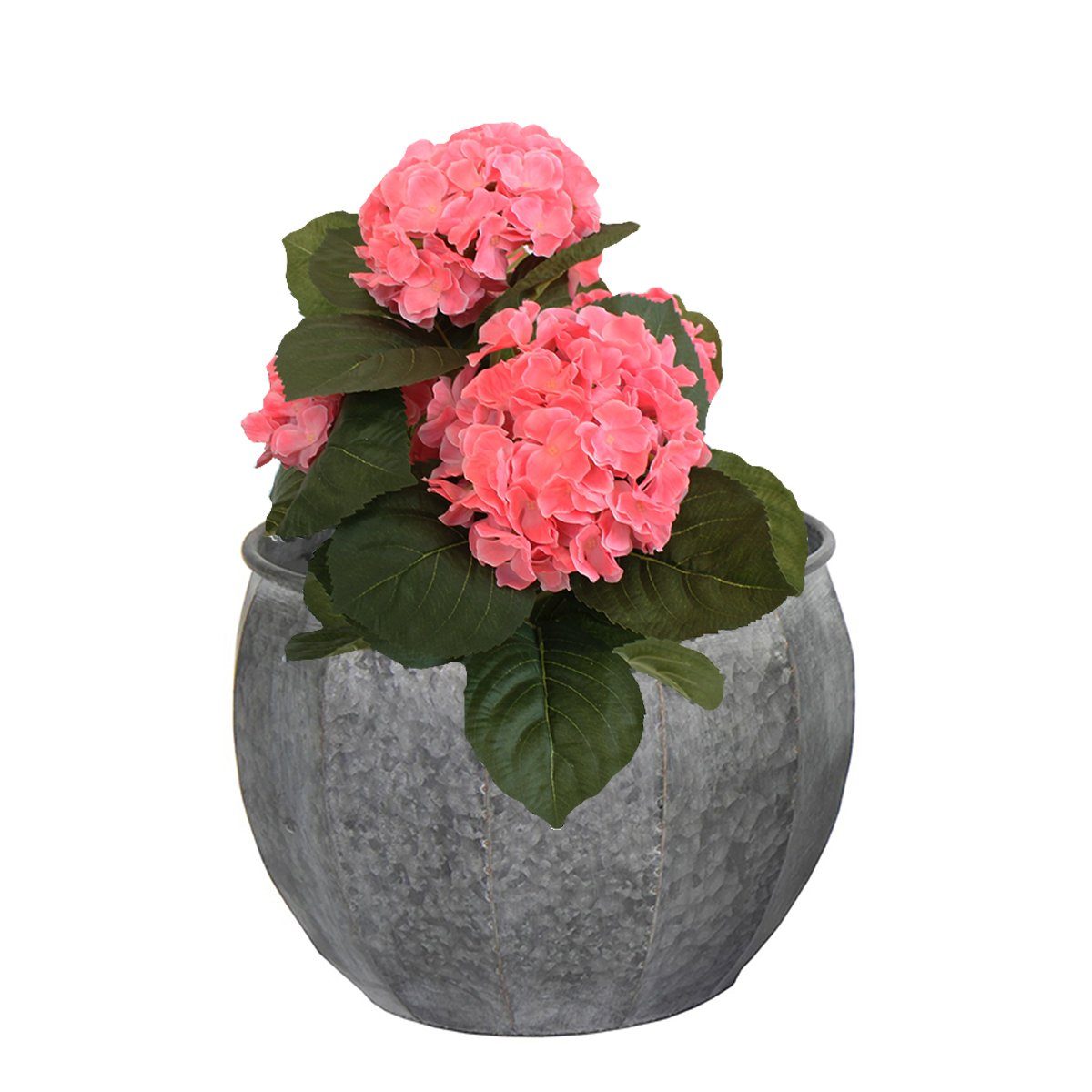 Blumentopf, und Grey colourliving Pflanzgefäß 38cm für den Außenbereich, Rund Zinktopf dekorativ langlebig, Innen- Pflanztopf Old Belly Pflanzkübel