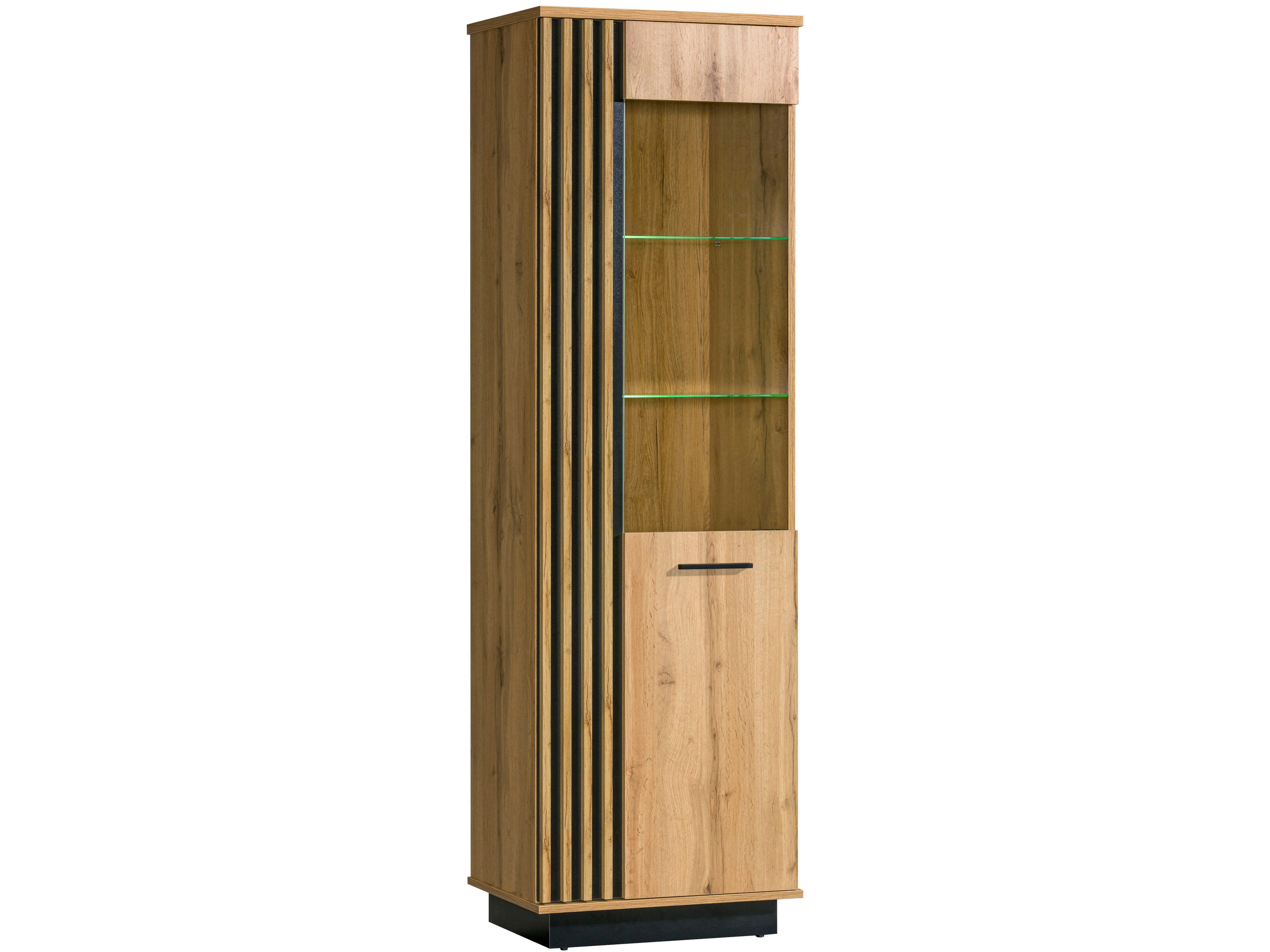 Beautysofa Vitrine LAMELO Vitrine 60 cm mit Glasfront moderner Stauraumschrank, Geschlossene Front, Hochwertige Materialien
