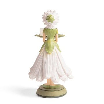 ROSEMARIE SCHULZ Heidelberg Dekoobjekt Blumen Figur Dame Margerite weiß Dekofigur Teelichthalter Gartenfigur, Sammlerstück