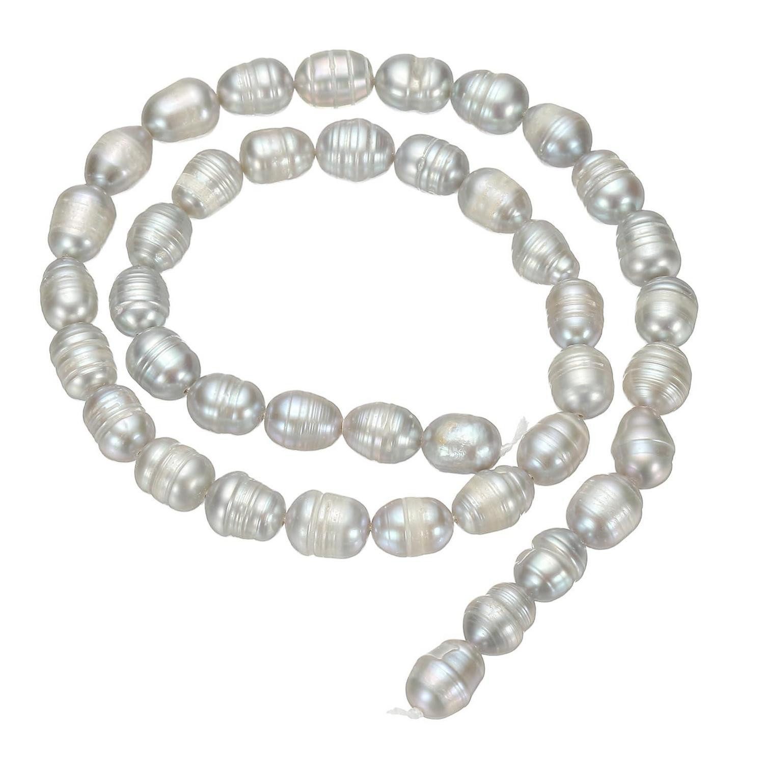 LuxusKollektion Bastelperlen Süßwasserperlen Reisform Dunkelgrau 7-8mm, (1-tlg)