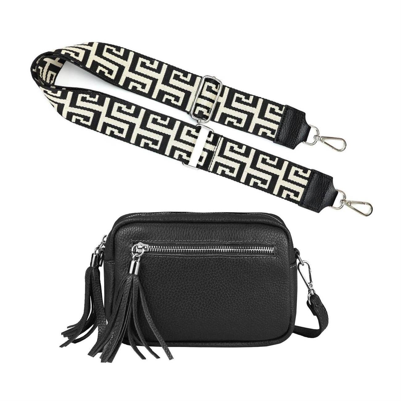 Schultertasche Made in Italy Damen Leder Tasche CrossOver Bag Echtleder Handytasche