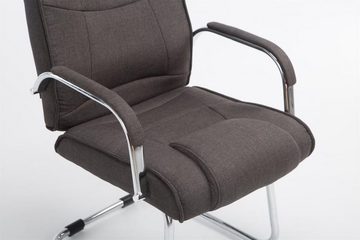 TPFLiving Besucherstuhl Athena mit hochwertig gepolsterter Sitzfläche - Konferenzstuhl (Küchenstuhl - Esszimmerstuhl - Wohnzimmerstuhl), Gestell: Metall chrom - Sitzfläche: Stoff dunkelgrau