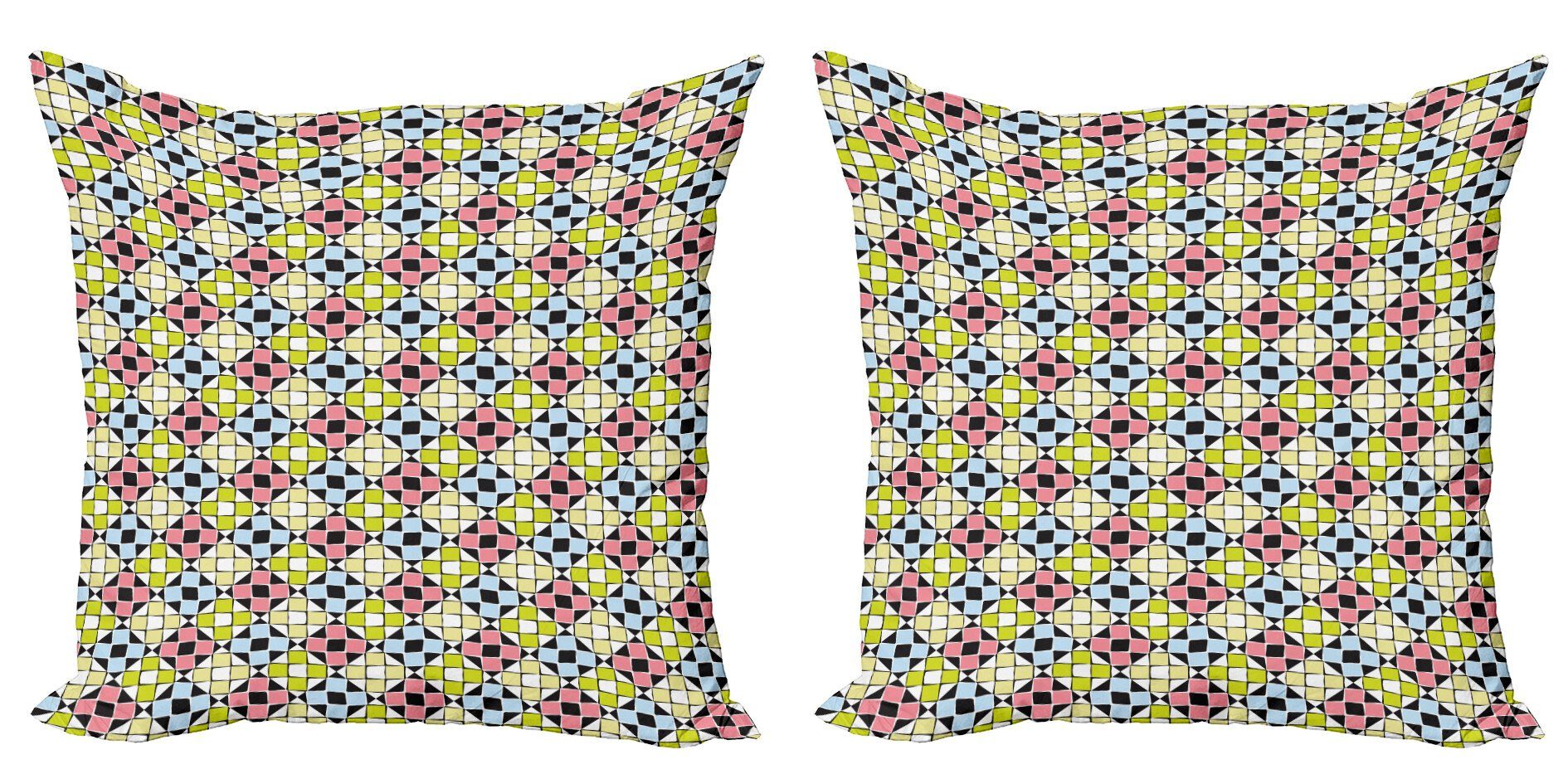 Digitaldruck, Abakuhaus Doppelseitiger Accent Bunte (2 Modern Kissenbezüge Geometrisch Mosaik-Stil Stück),
