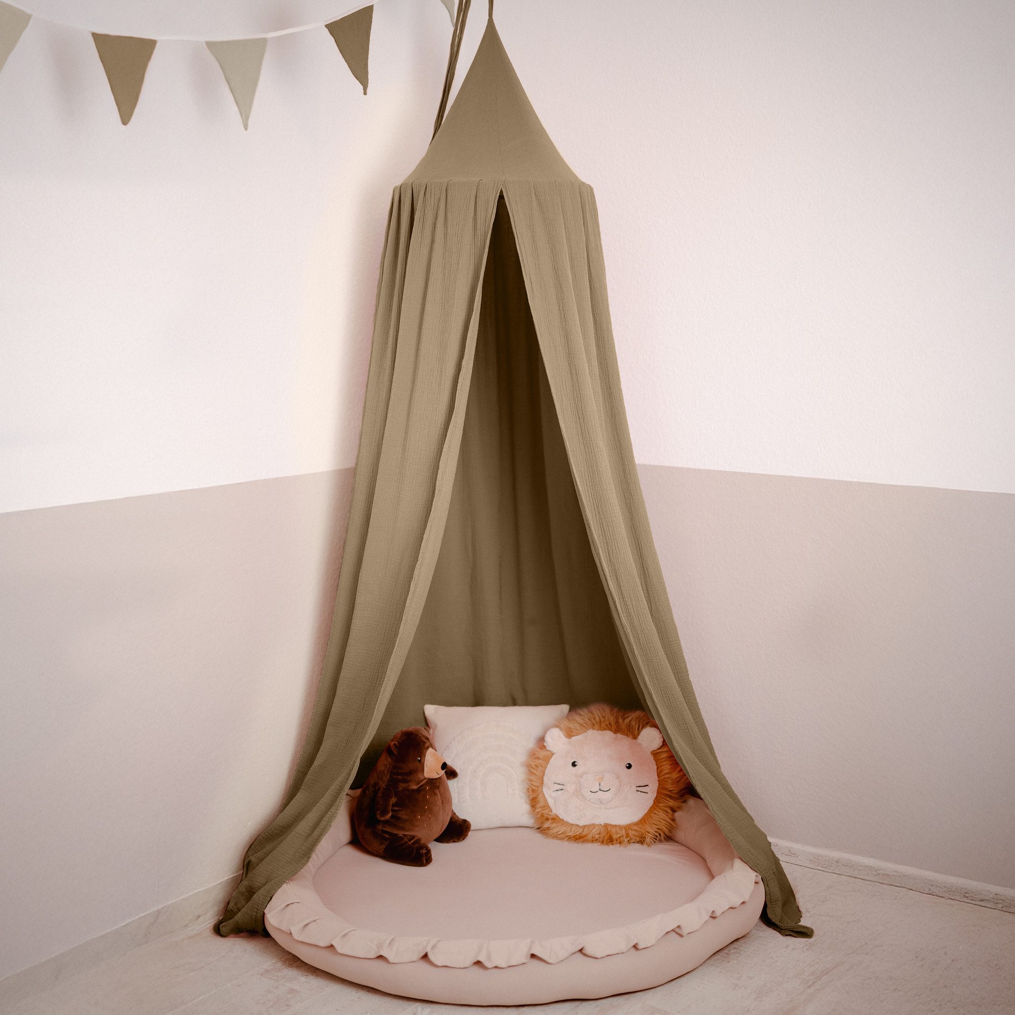 lilimaus Betthimmel Baldachin für Kinderzimmer aus 100% Musselin - handgenäht (1-tlg), Rückzugsort für Bett, Kuschelecke & Leseplatz - weicher Musselin