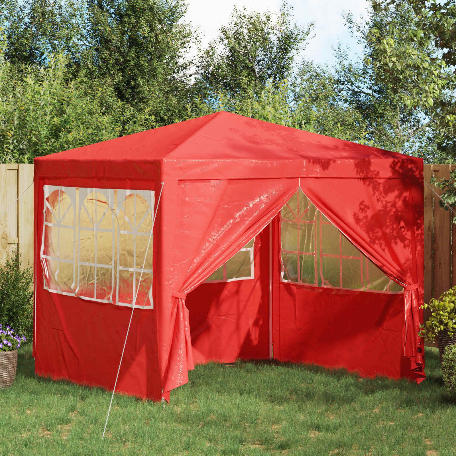 vidaXL Partyzelt Party-Zelt Rot 250 x 250 x 240 cm PE und Stahl