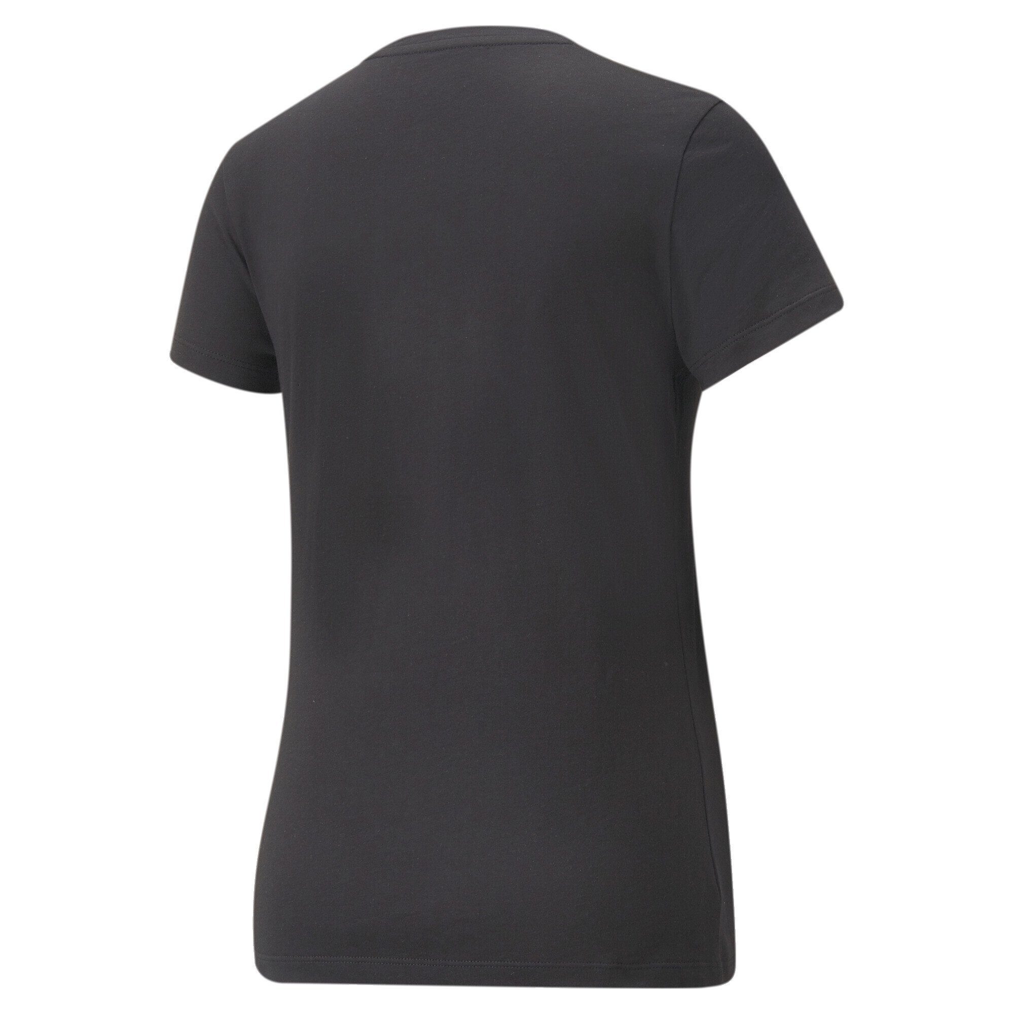 PUMA T-Shirt Essentials+ T-Shirt Black Foil Metallic Logo Gold Damen