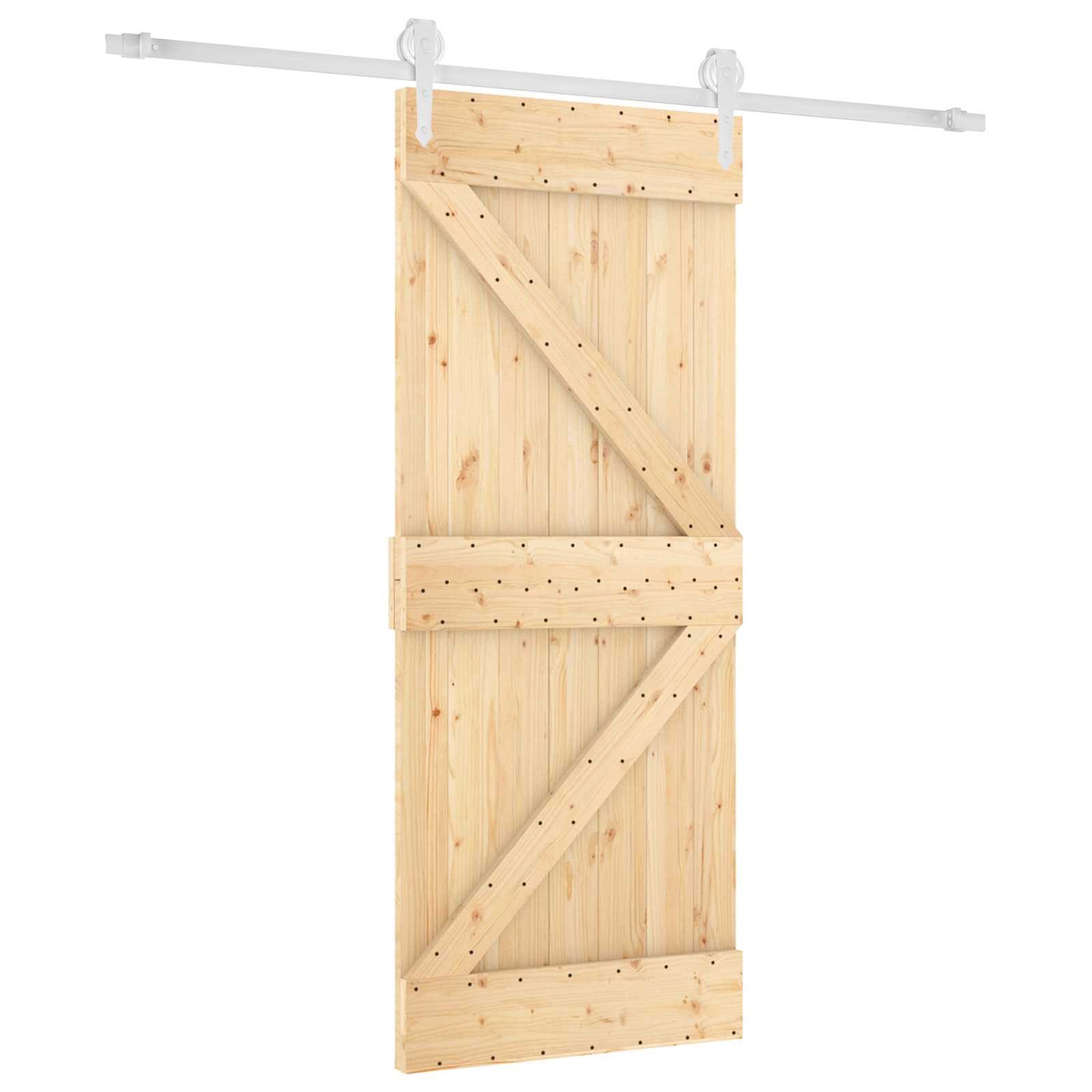 vidaXL Schreibtisch 85 x 210 cm Schiebetür Natürlich und Weiß 85x210 cm Massivkiefer