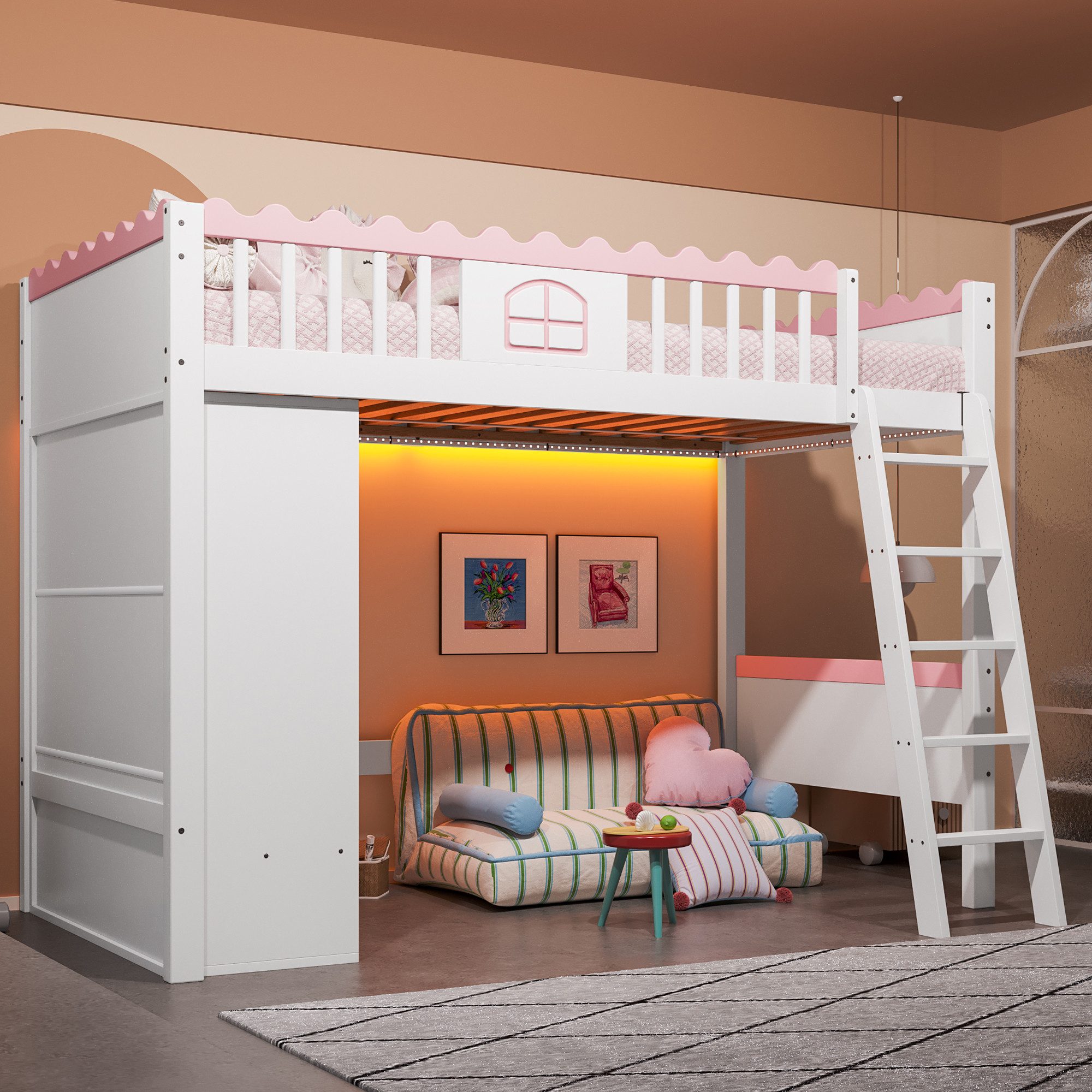 OKWISH Kinderbett Funktionsbett Holzbett (Hochbett für günstig online kaufen