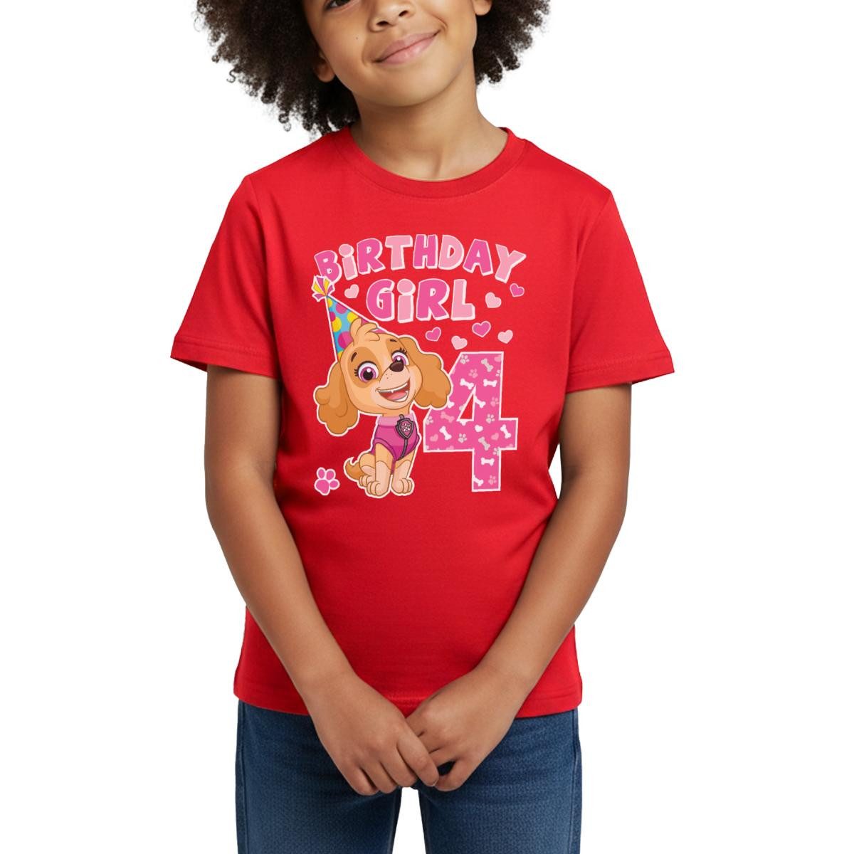 T-Shirt Paw Patrol Geschenk 4 Jahre Alt 4. Geburtstag Skye Kinder T-Shirt