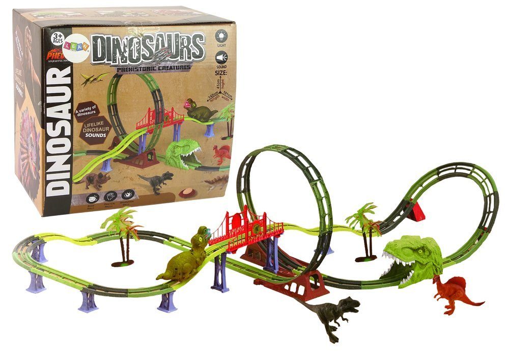 Autorennbahn Dinosaurier Eisenbahnschienen Sound Licht Dinosaurierbahn Spielzeug